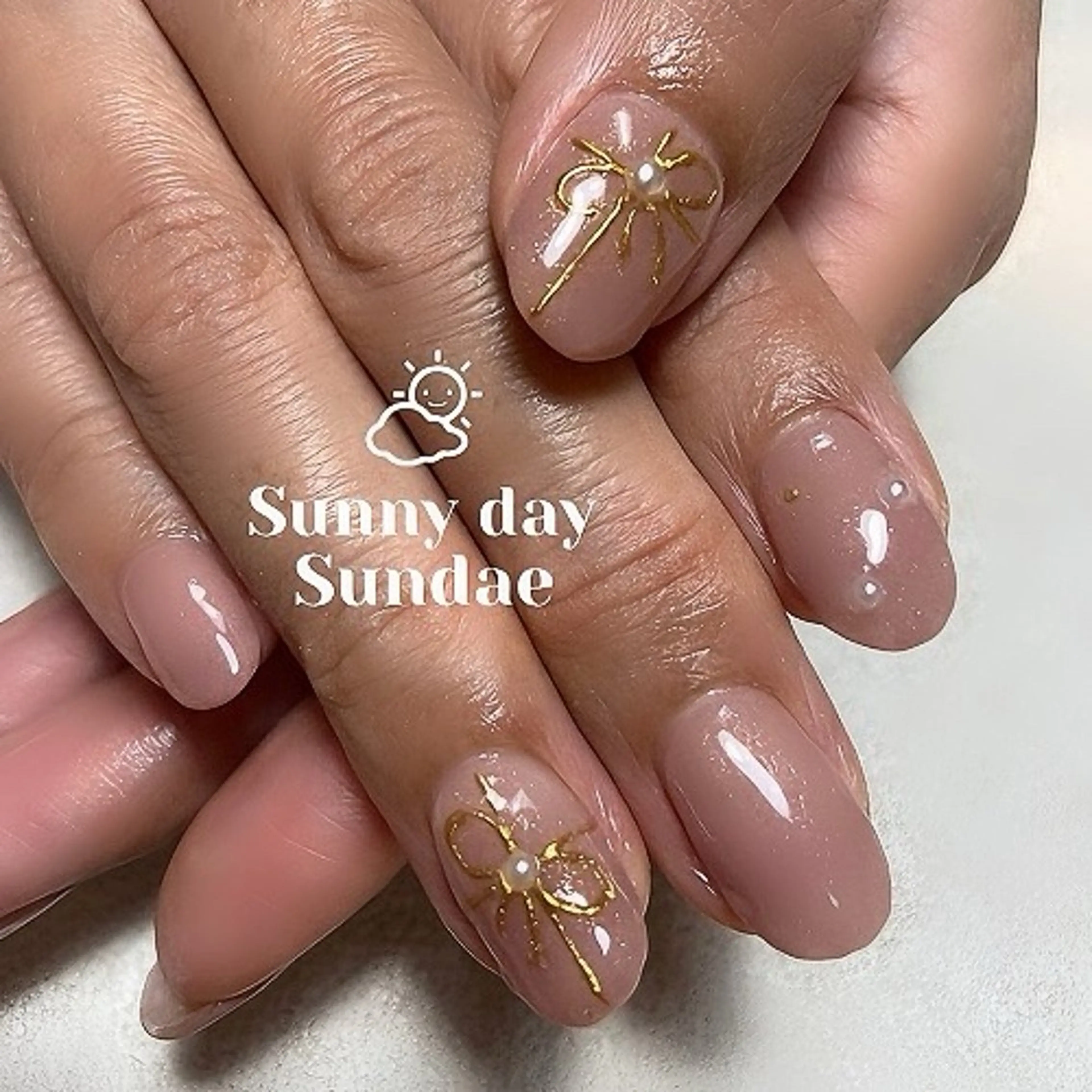 ネイル リボン シンプルネイル ハンドネイル mako 🌷のネイルデザイン