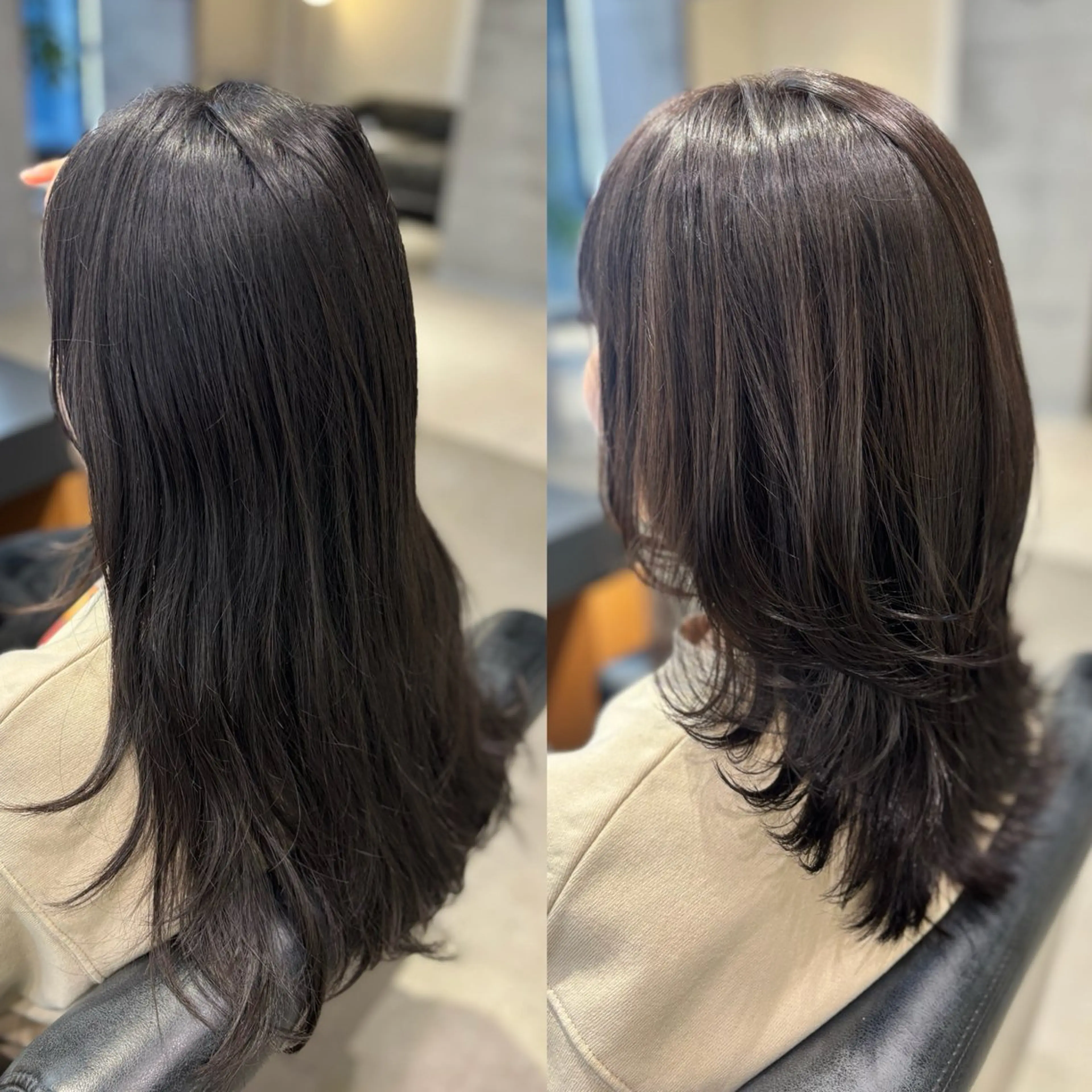 セミロング カラー 透明感カラー レイヤーカット 髪質改善/伏見 RABU(ému)のヘアスタイル