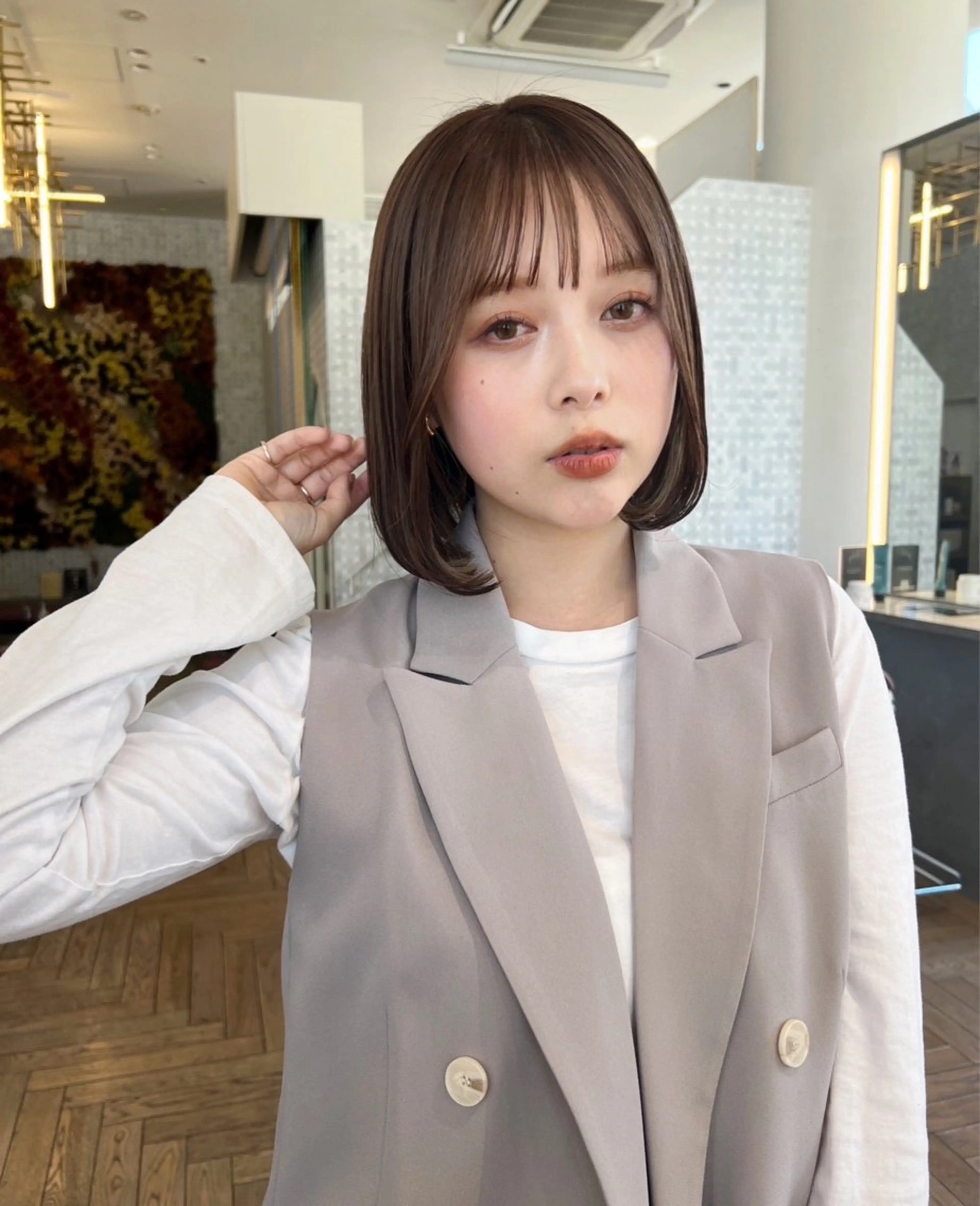 ミディアム カラー 縮毛矯正 竹内 蓮のヘアスタイル