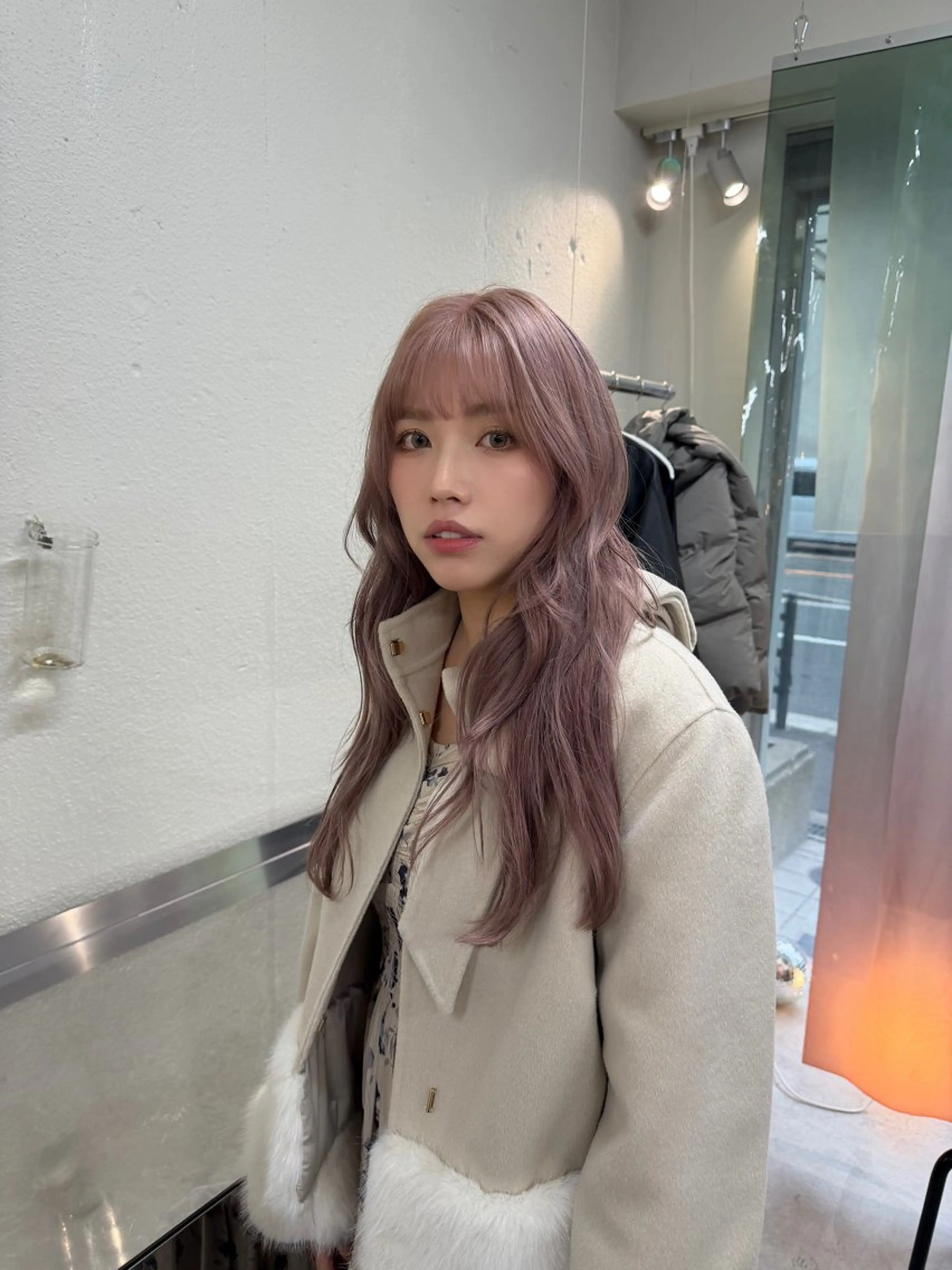 ロング カラー ベージュカラー ピンクカラー ピンクベージュ カット ヘアカラー トリートメント Junmi/ﾁｶｼﾂ /堀江のヘアスタイル