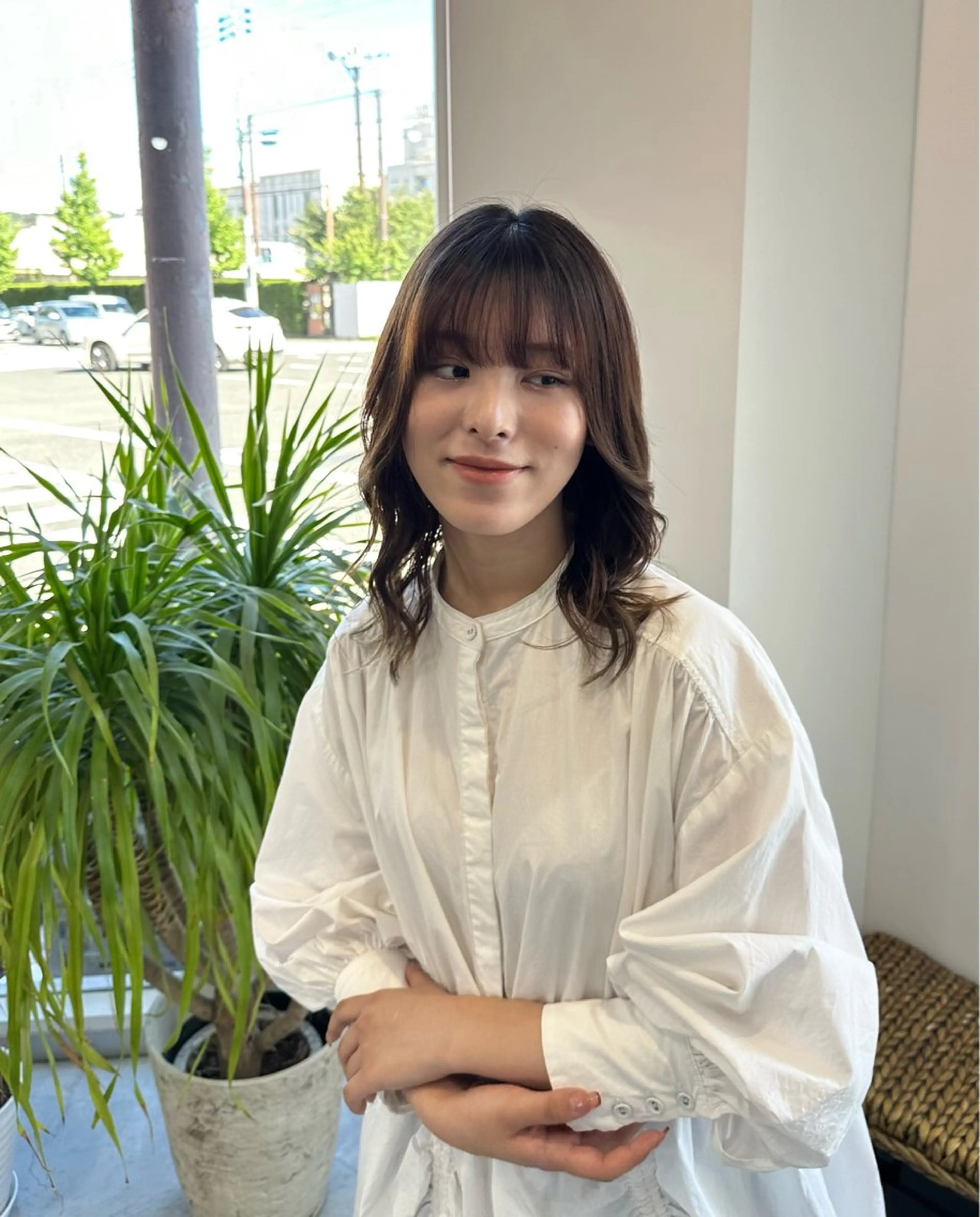 ミディアム カラー カット ヘアカラー トリートメント カイリ /レイヤーカットのヘアスタイル