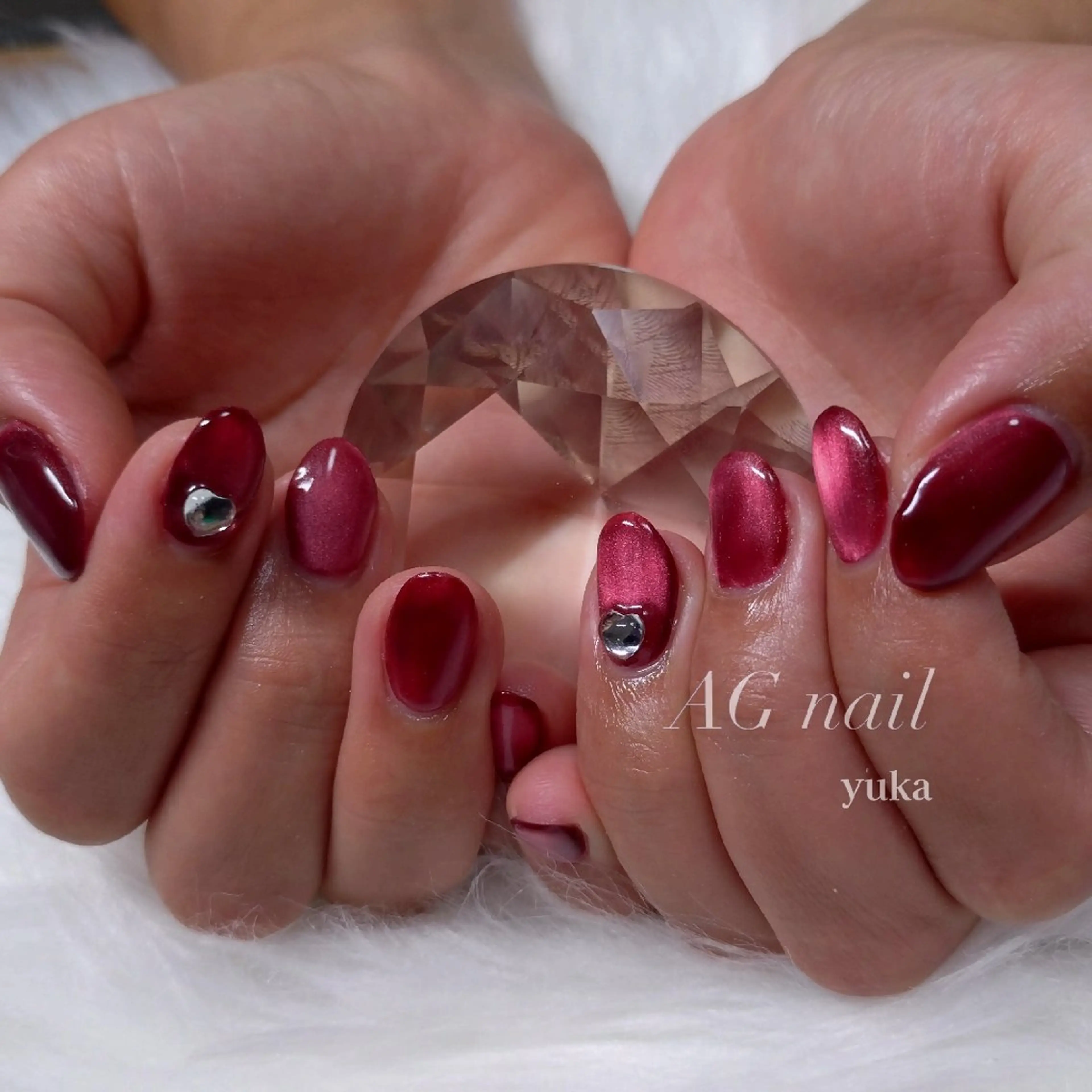 ネイル マグネットネイル マグネットワンカラー ワンカラーネイル ハンドネイル AG nail 〚　yuka　〛のネイルデザイン