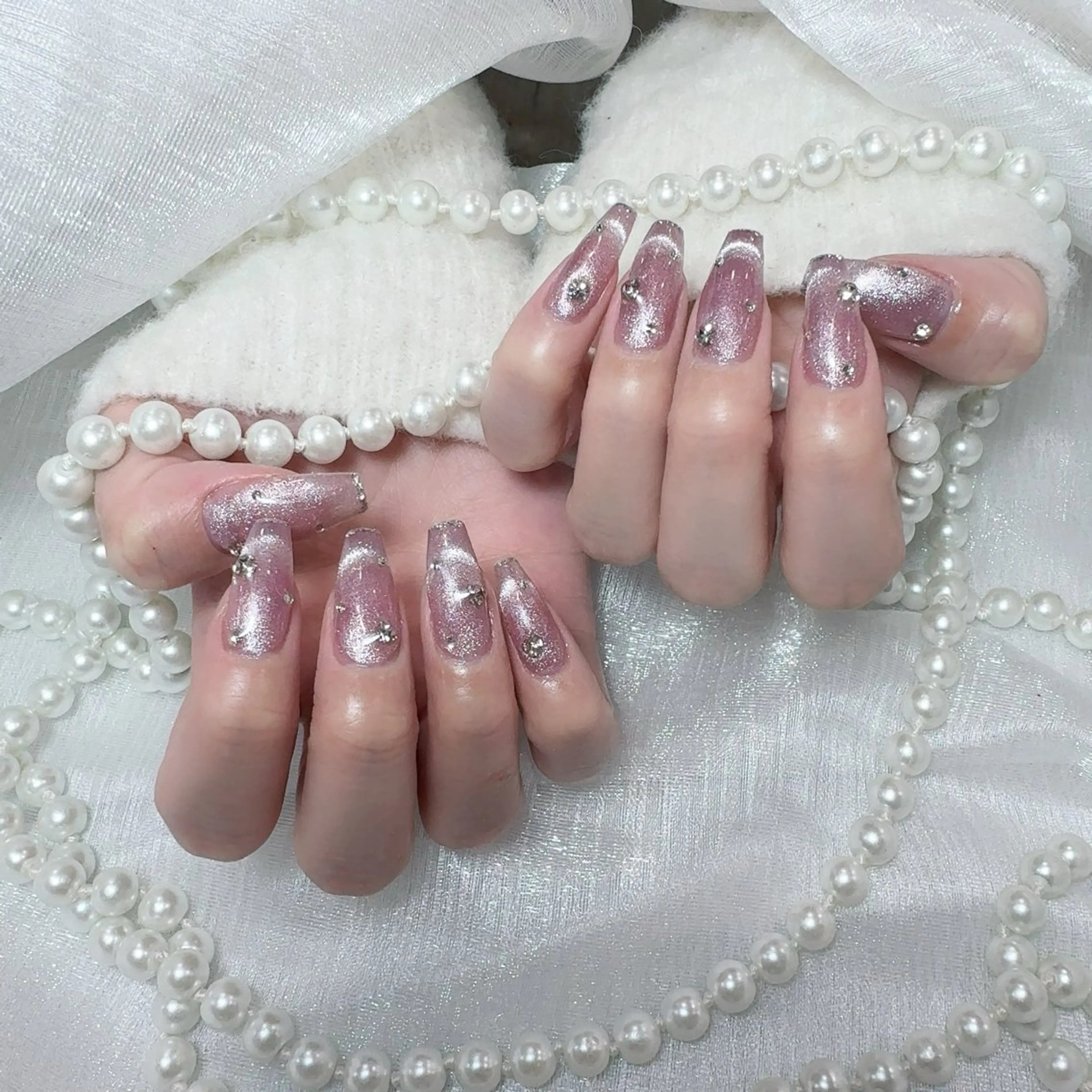 ネイル アートネイル フラッシュネイル フレンチネイル ジェルネイル ガラスフレンチ You&Me Yukiのネイルデザイン