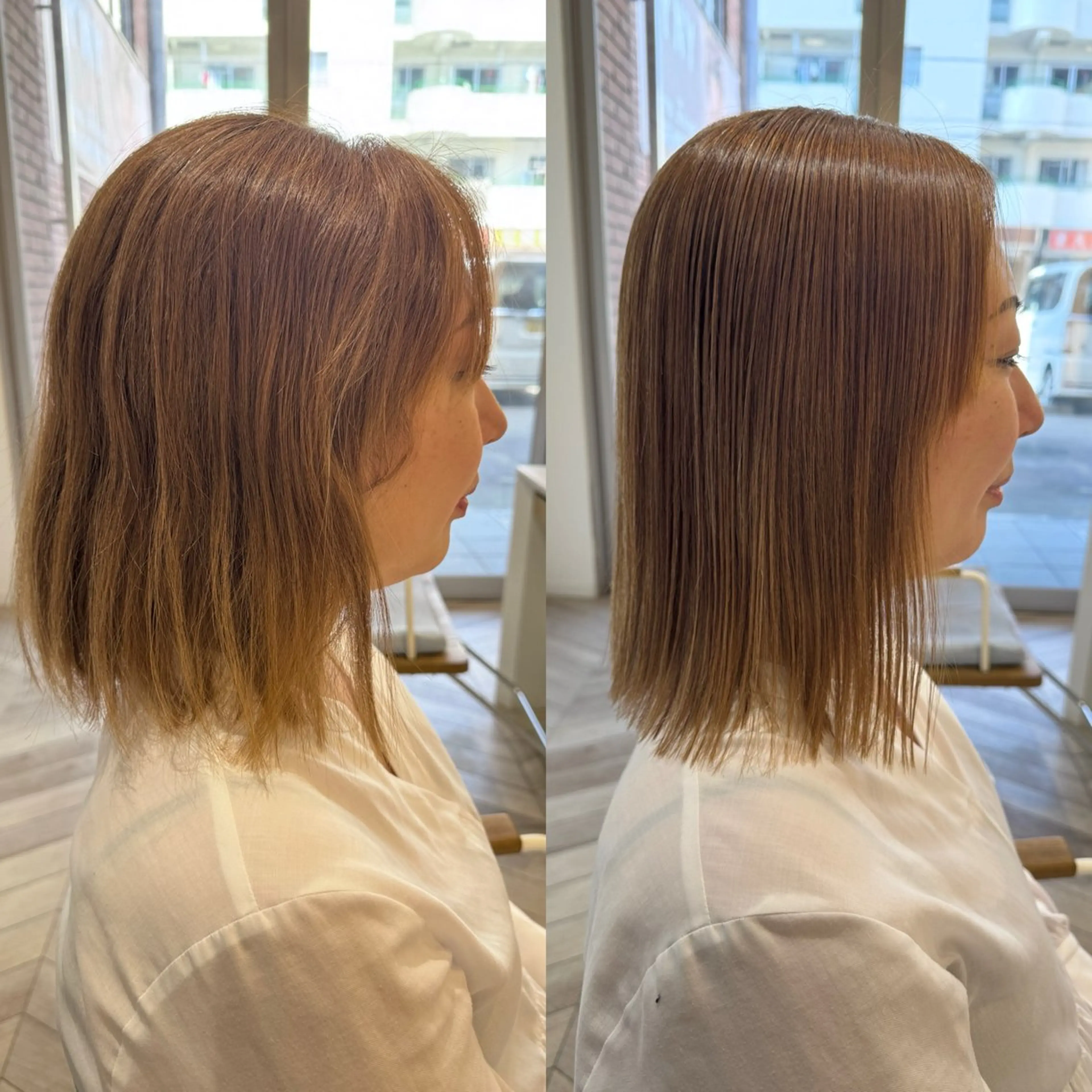 ミディアム カット 縮毛矯正 トリートメント 縮毛矯正/白髪ぼかし ショートボブ/鈴木のヘアスタイル