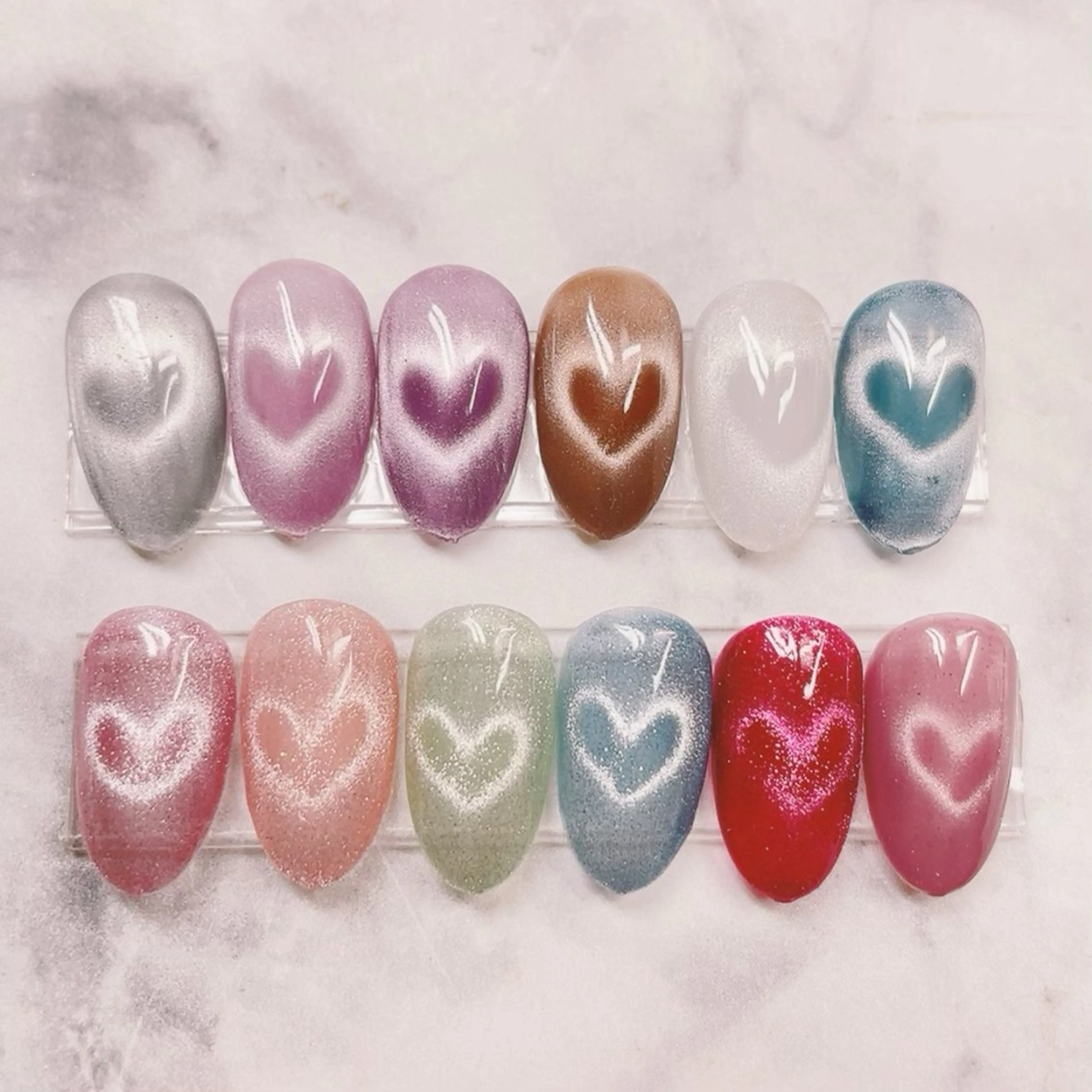 ネイル ハート マグネットネイル バレンタイン ハンドネイル ユキコ ネイルのネイルデザイン