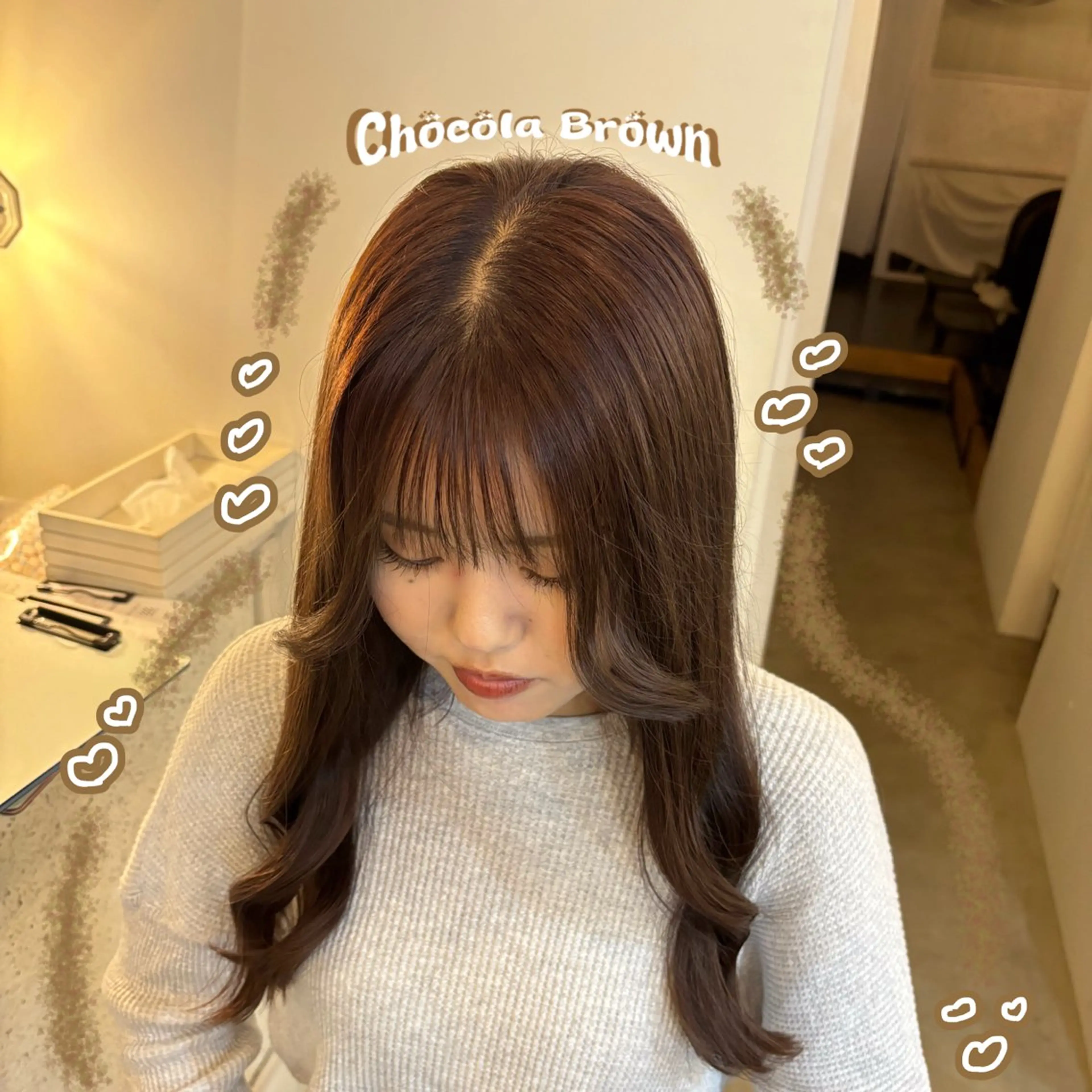 ロング カラー ブリーチ ブラウンカラー チョコレートブラウン ヘアカラー トリートメント 🌼ピンク/レッド/ アレンジ/Mei🌼のヘアスタイル