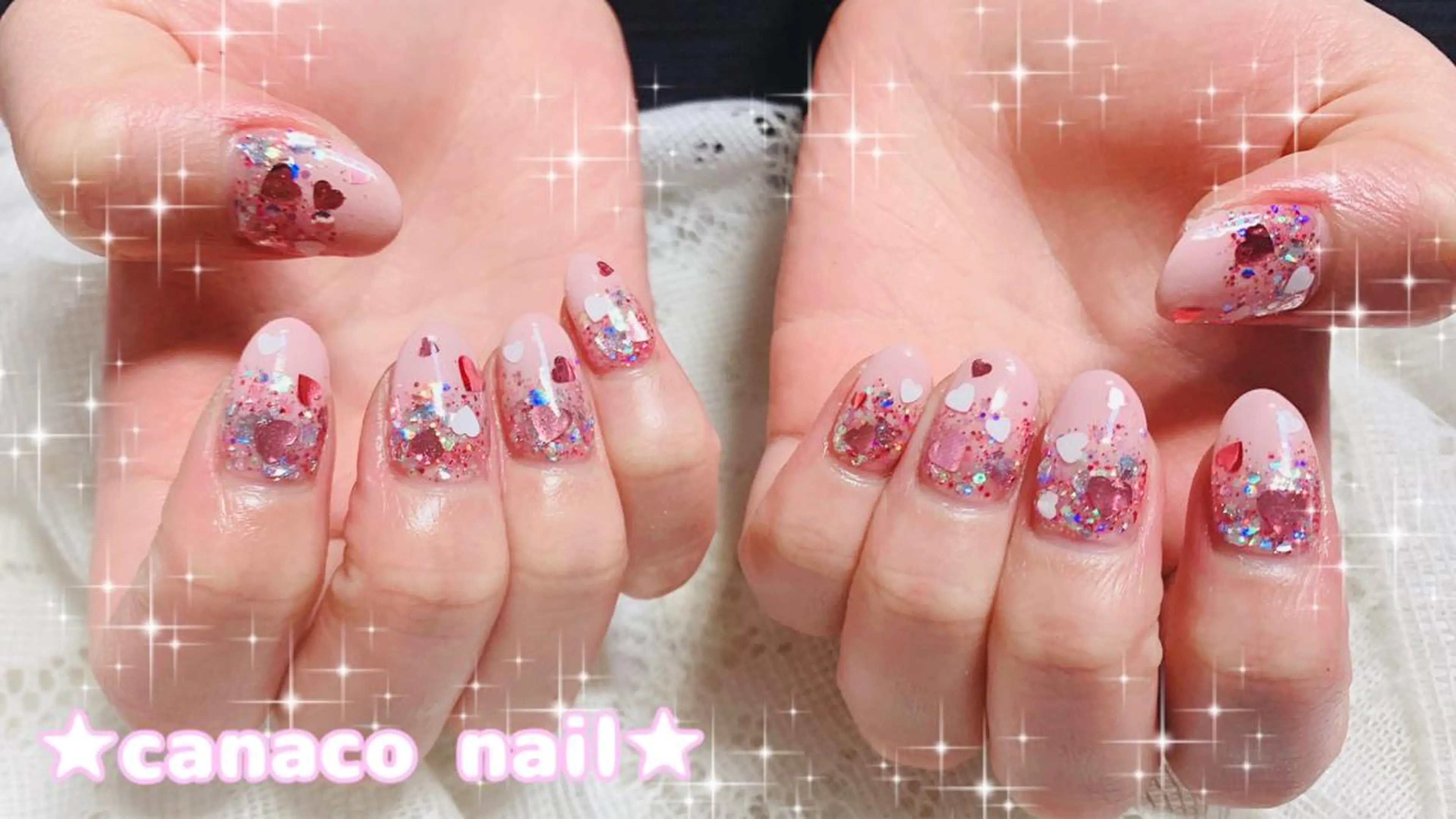 ネイル アートネイル ジェルネイル ハート パラジェル ストーンネイル ハンドネイル ハンドケア Felice所属・ベテランネイル cnc  nailのネイルデザイン