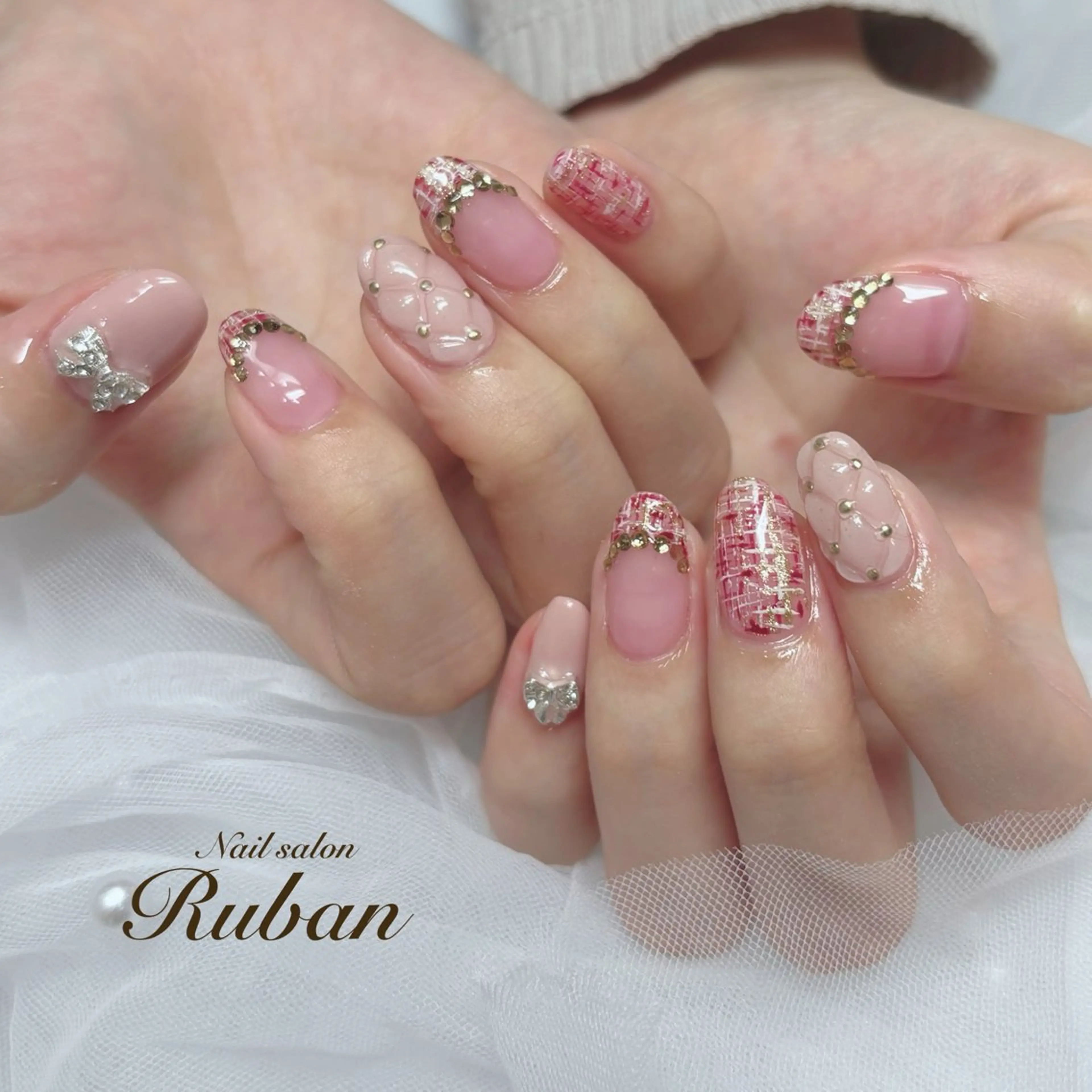 ネイル リボン ツイードネイル Nail salon Ruban所属・Nail salon Rubanのネイルデザイン
