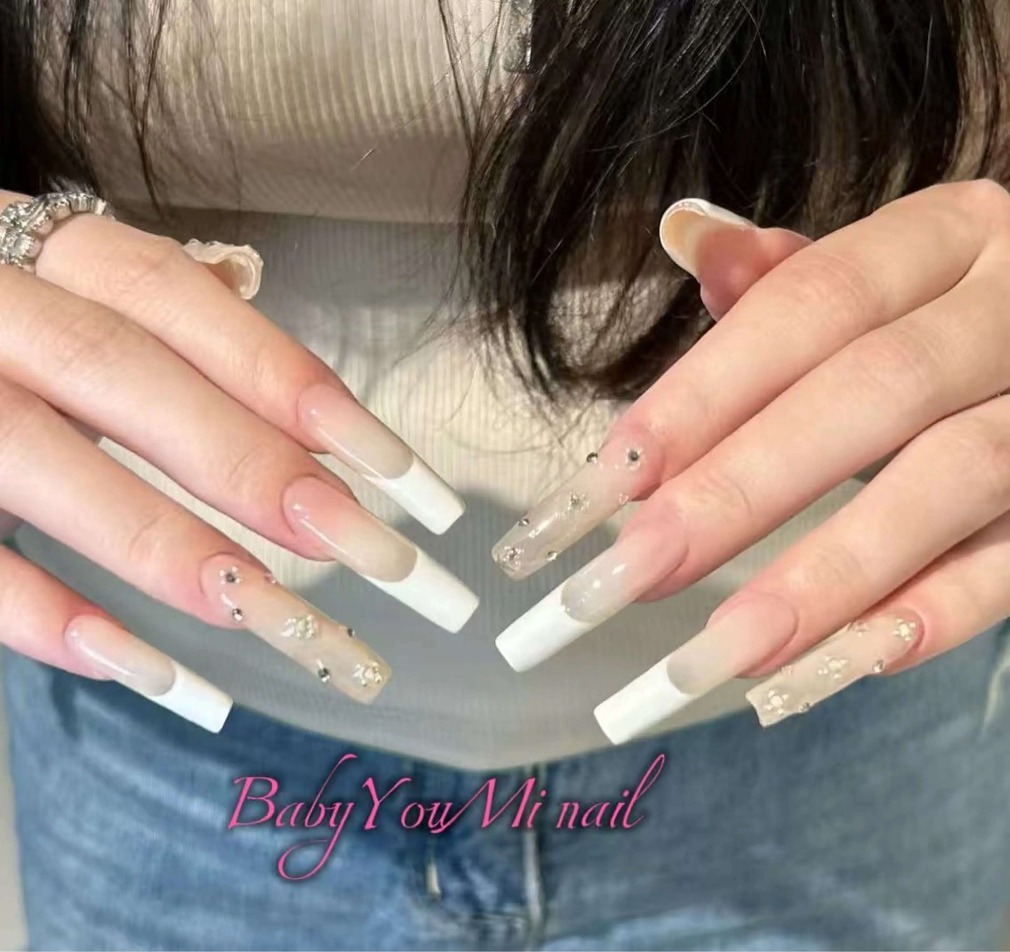 ネイル オーロラネイル フラワーネイル フットネイル フレンチネイル ジェルネイル ハンドネイル BabyYouMi ねねのネイルデザイン
