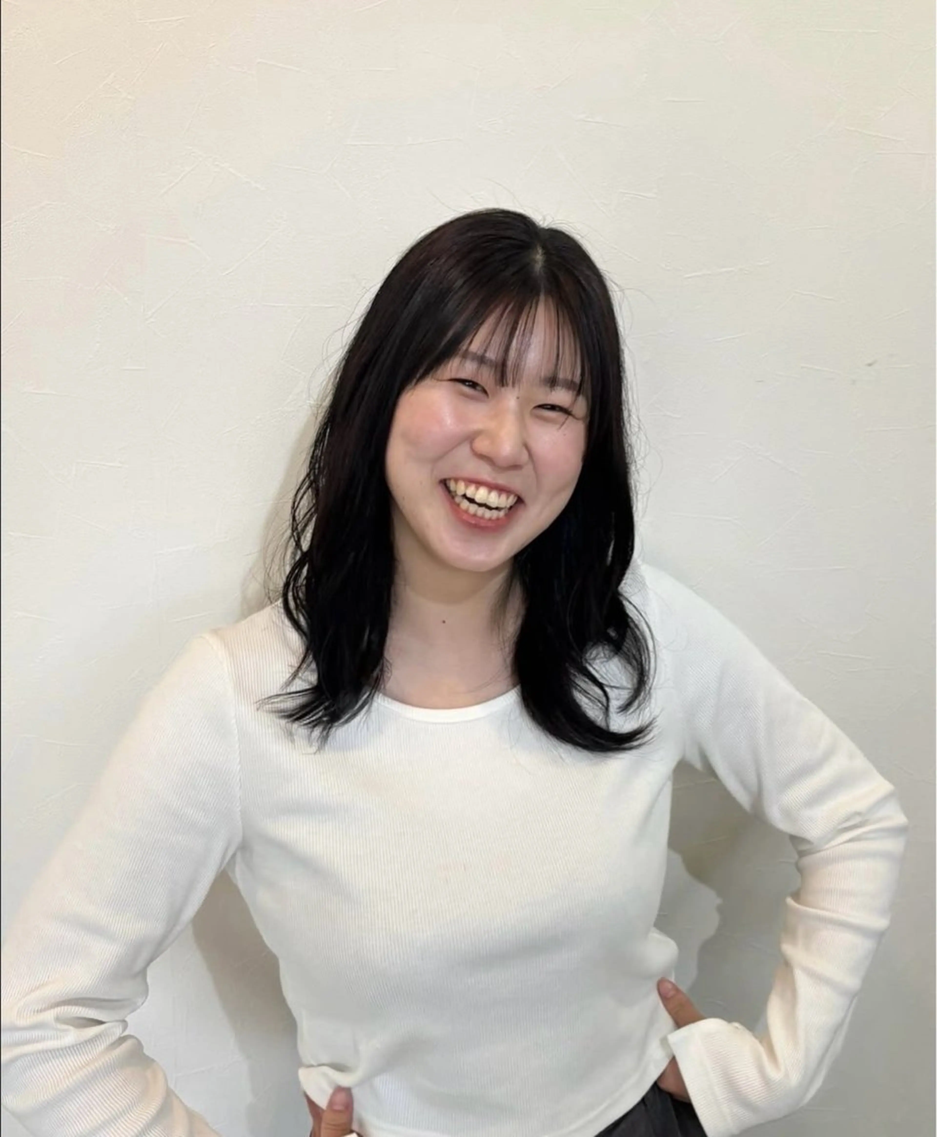 セミロング セミロングパーマ ボブ 顔周りカット カット パーマ enrich / キタガワ カノンのヘアスタイル