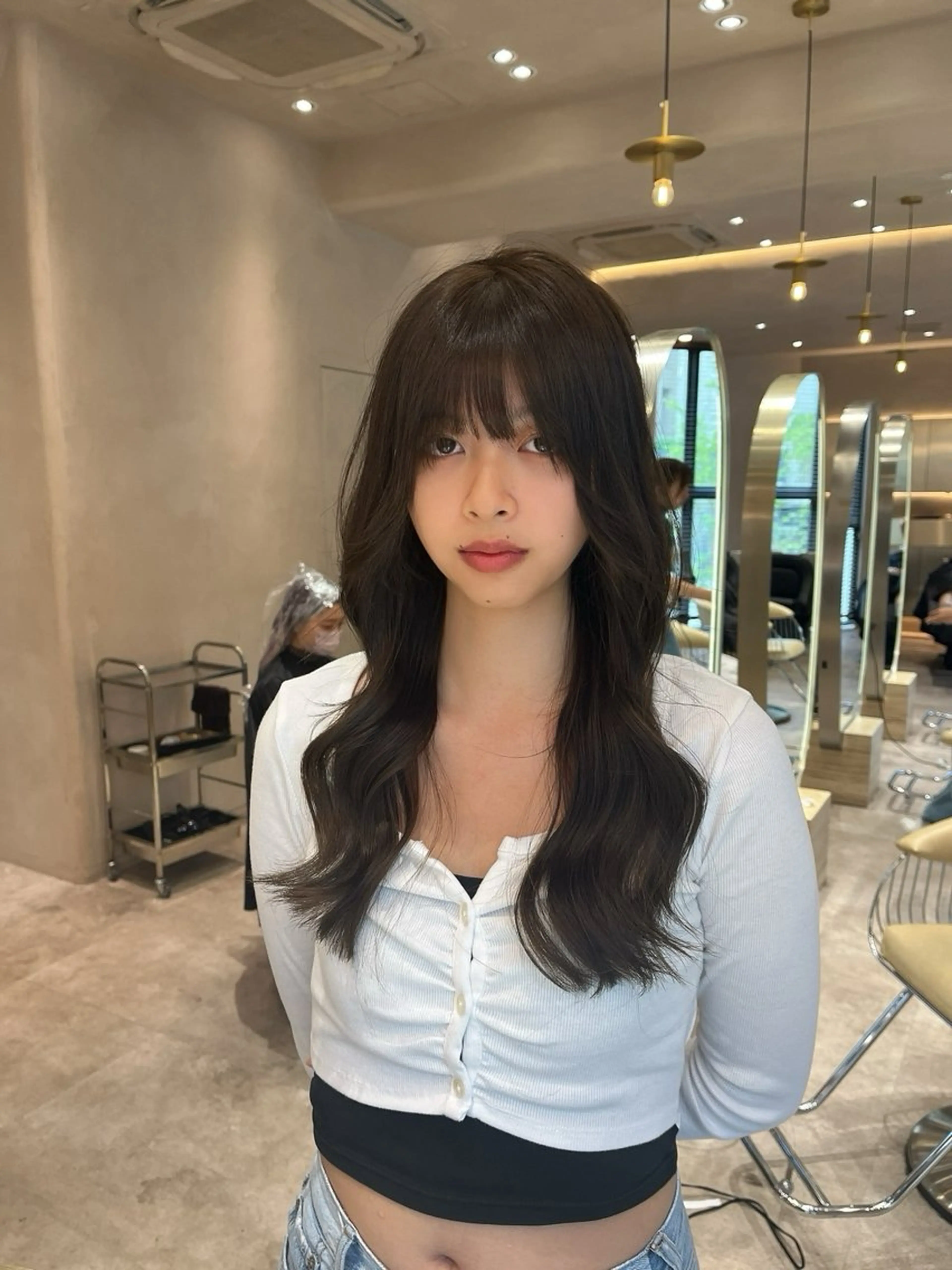 ロング カット ヘアカラー トリートメント 韓国ヘア/ベージュ カラー/髪質改善/涼のヘアスタイル