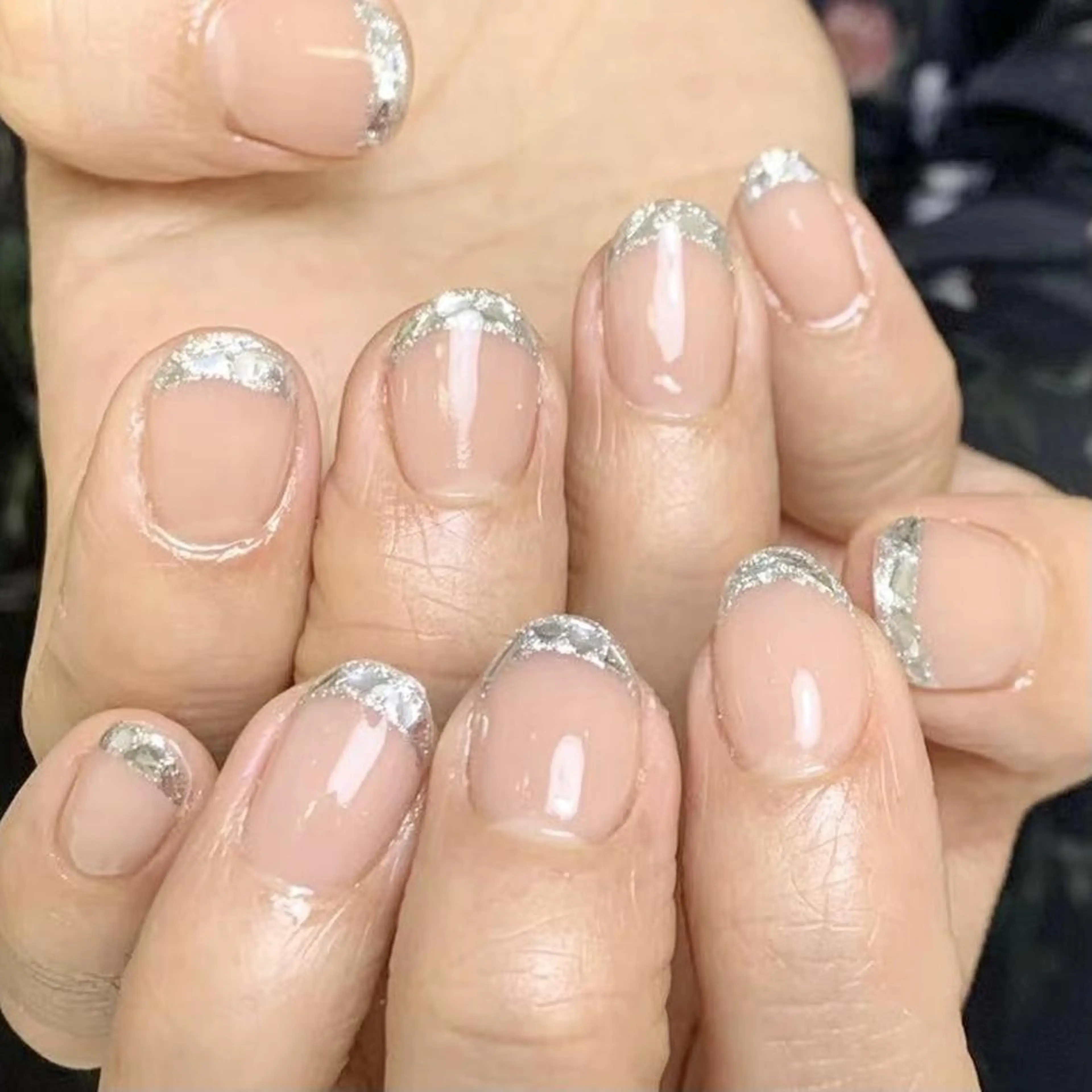 ネイル フレンチネイル ガラスフレンチ ハンドネイル DIAMOND Nail🍒のネイルデザイン