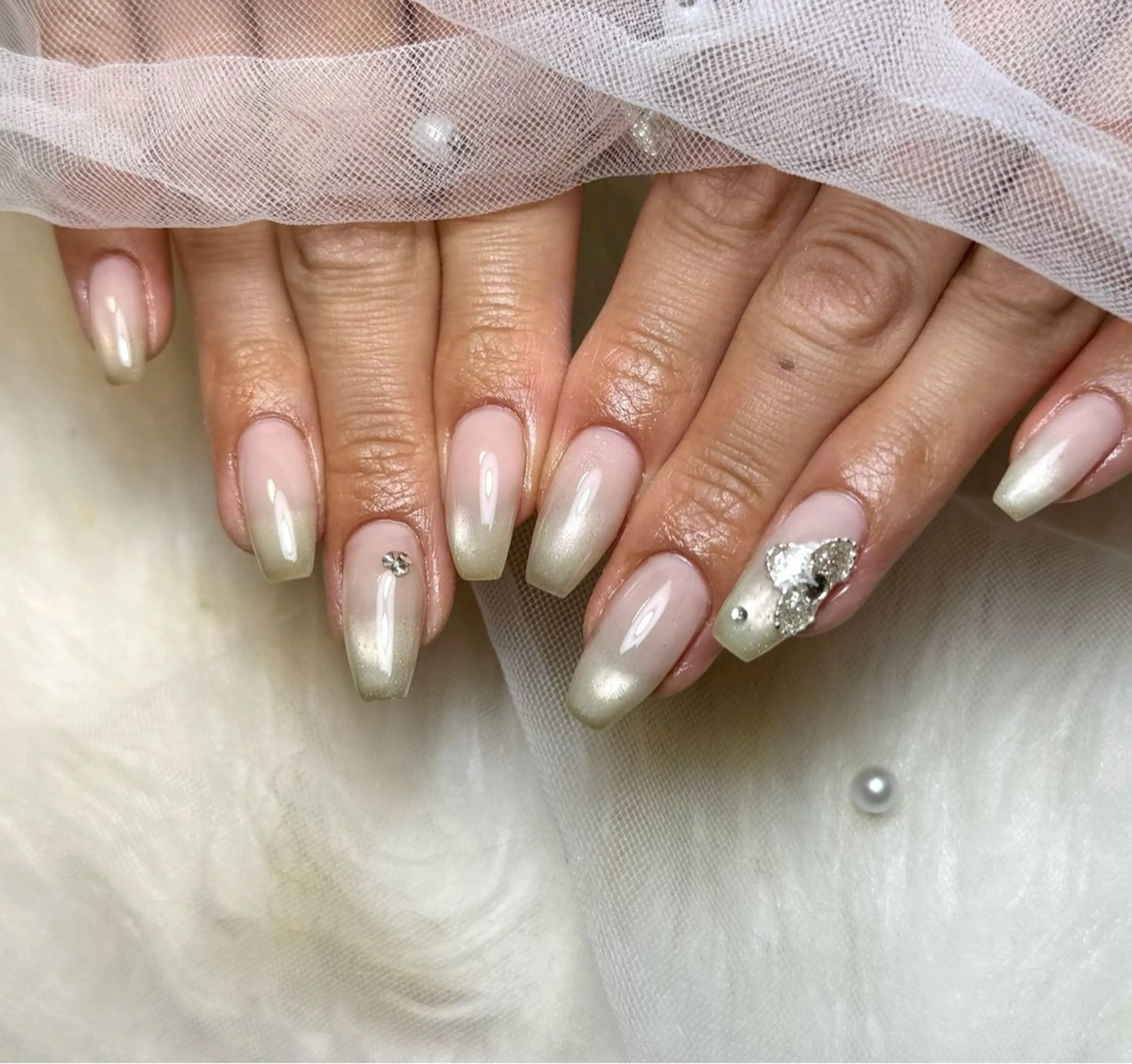 ネイル アートネイル フットネイル フレンチネイル ジェルネイル グリーン nail salon fee所属・Ayaka salon feeのネイルデザイン