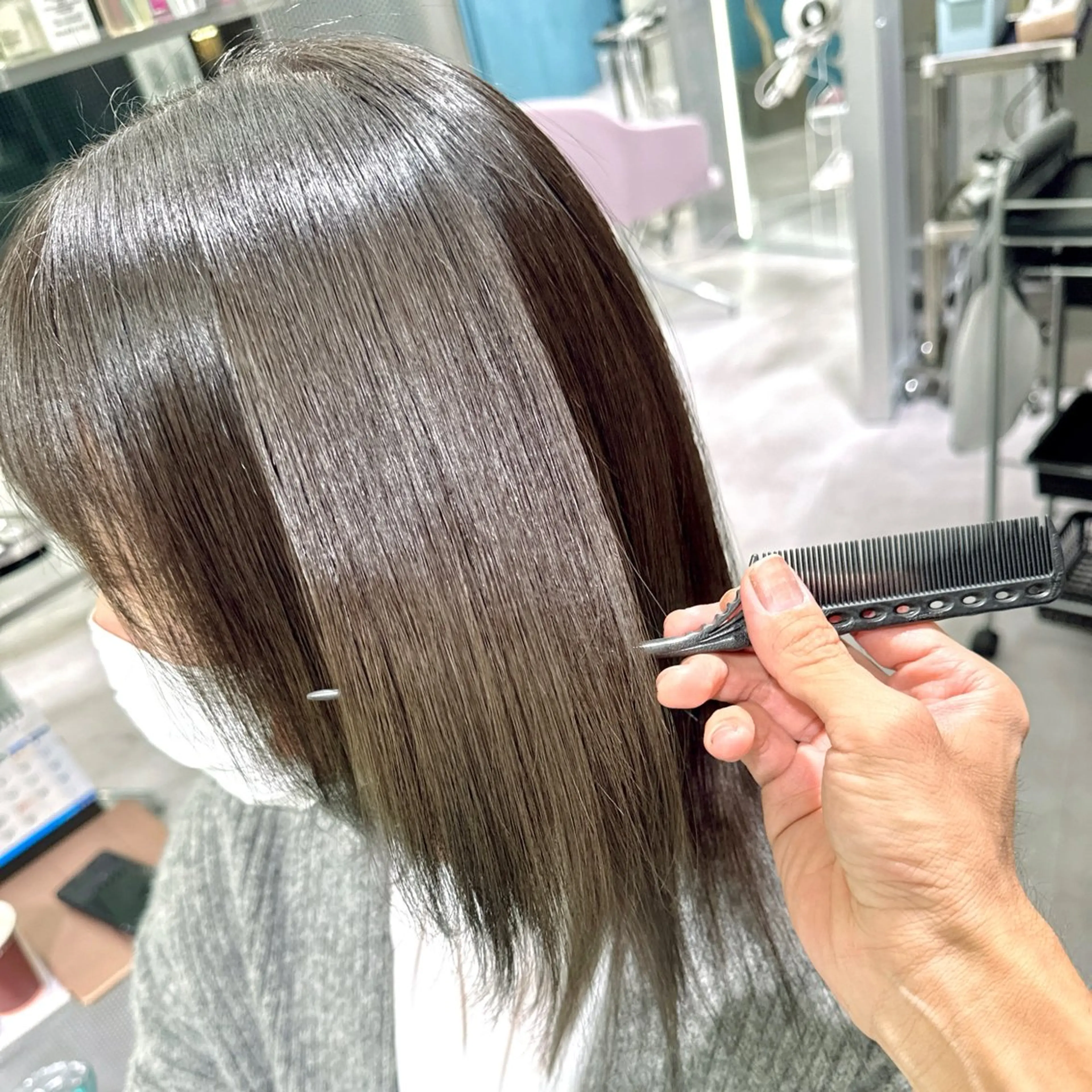 ミディアム カット 縮毛矯正 トリートメント 森 隆秀/韓国ヘアのヘアスタイル