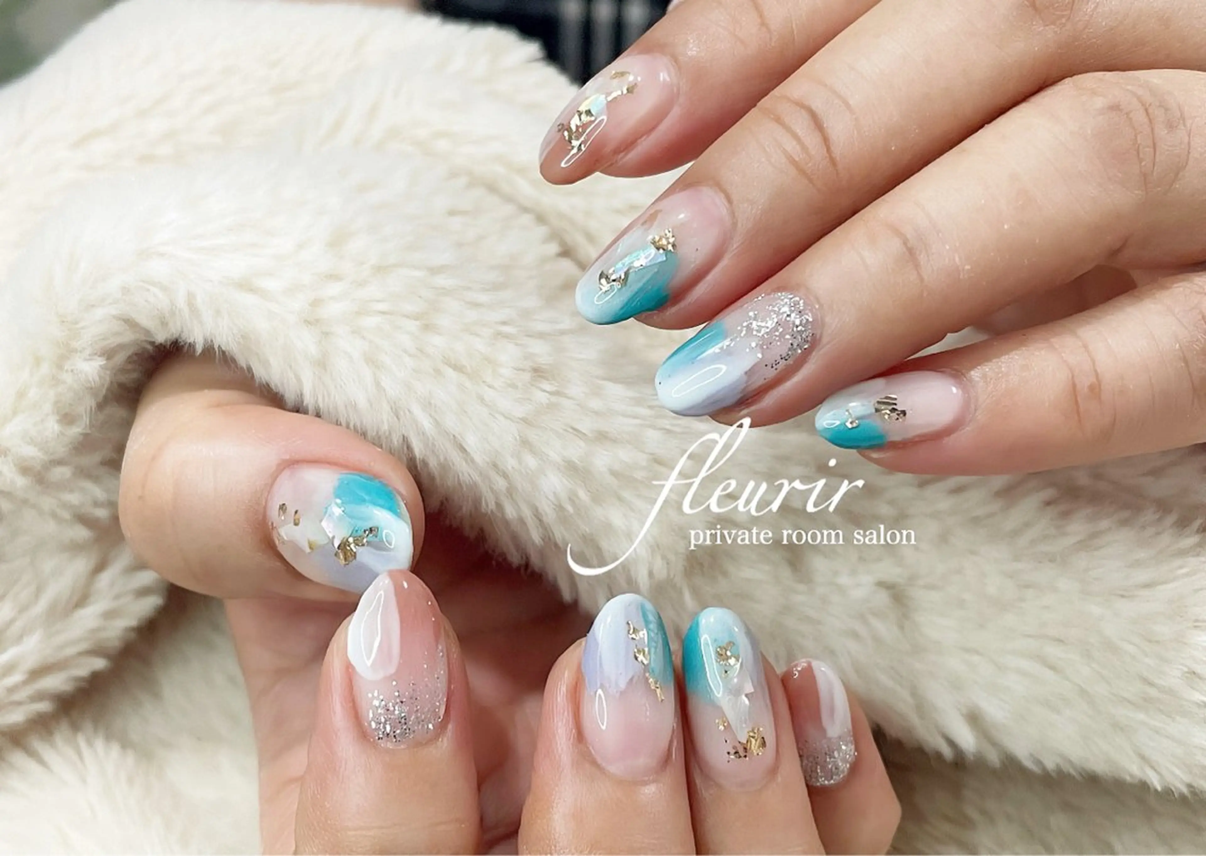 ネイル ブラウン フルリール 【プライベートサロンのネイルデザイン