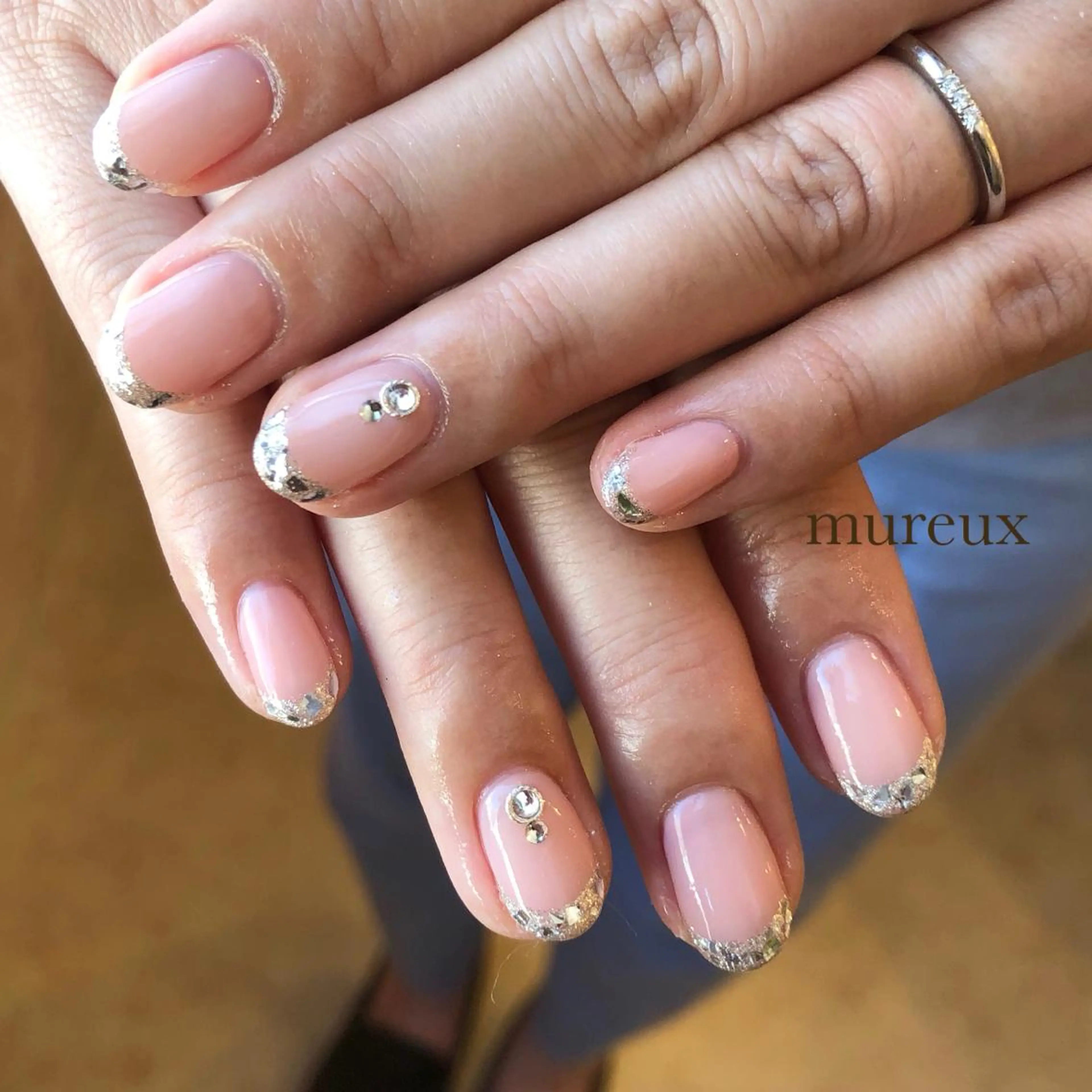 ネイル フレンチネイル ガラスフレンチ mureux ∵ayakaのネイルデザイン