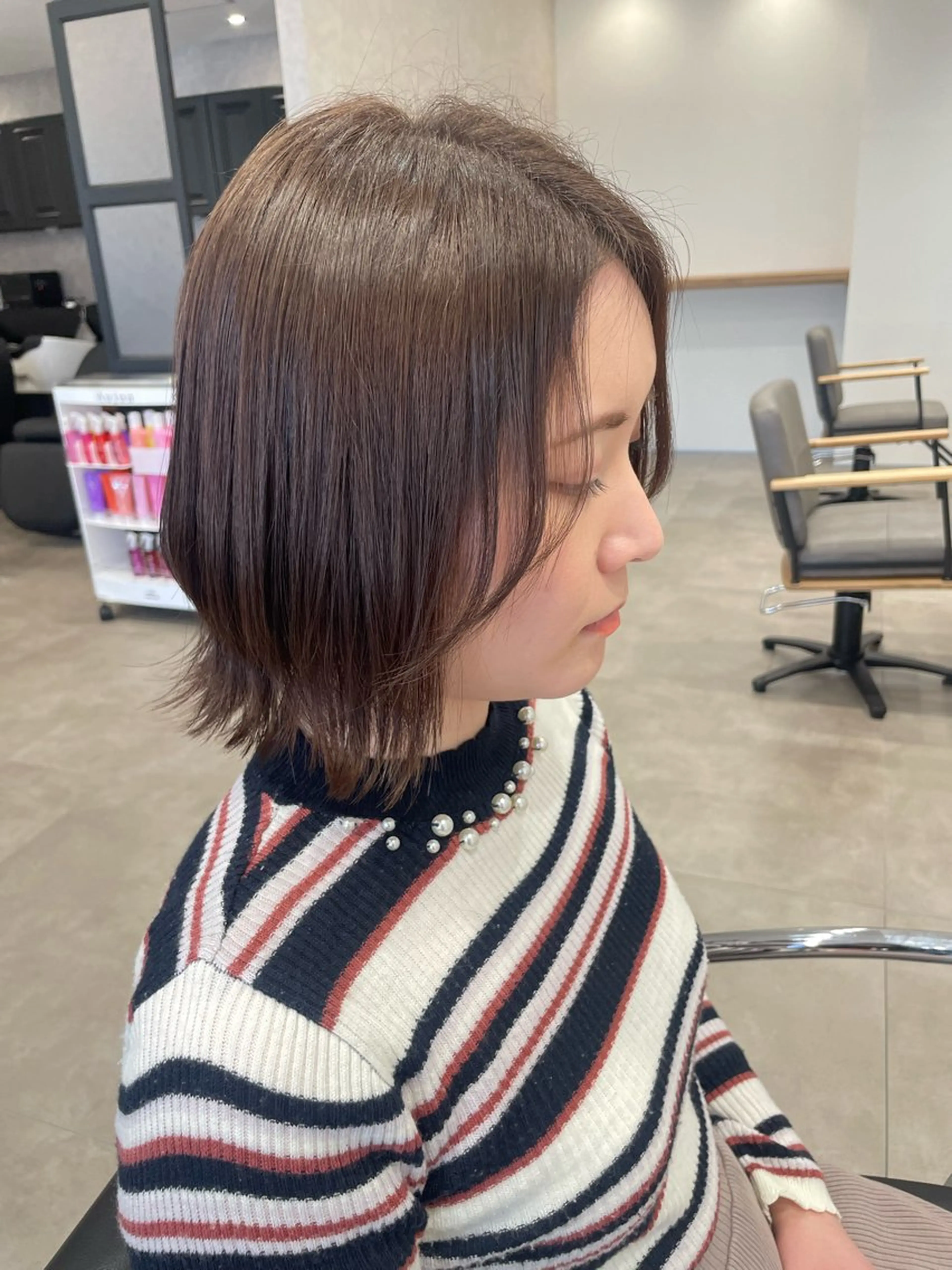 ミディアム 小顔カット 佐藤 由依/透明感カラーのヘアスタイル