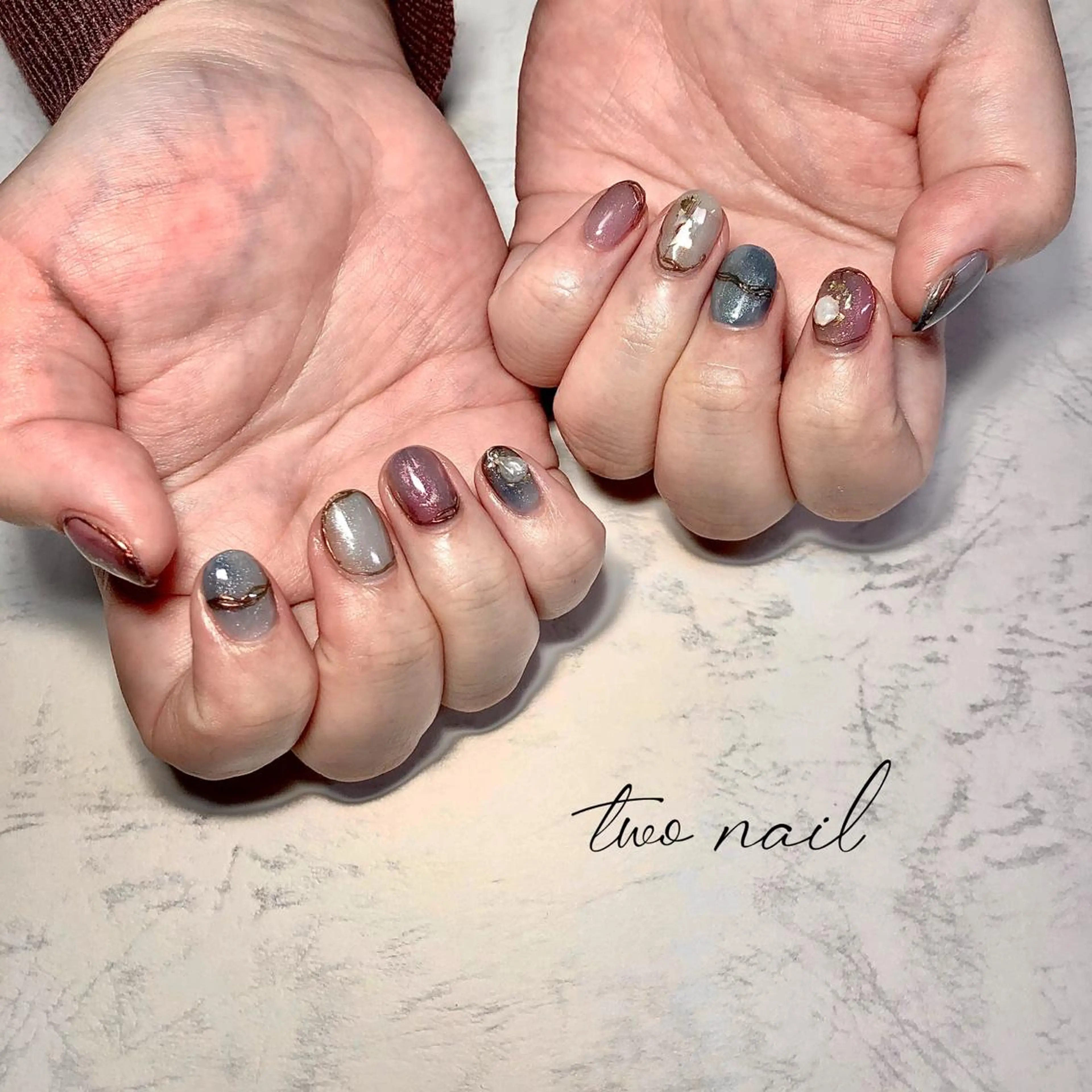 ネイル アートネイル フットネイル ハート ニュアンスネイル ホワイト two nailのネイルデザイン