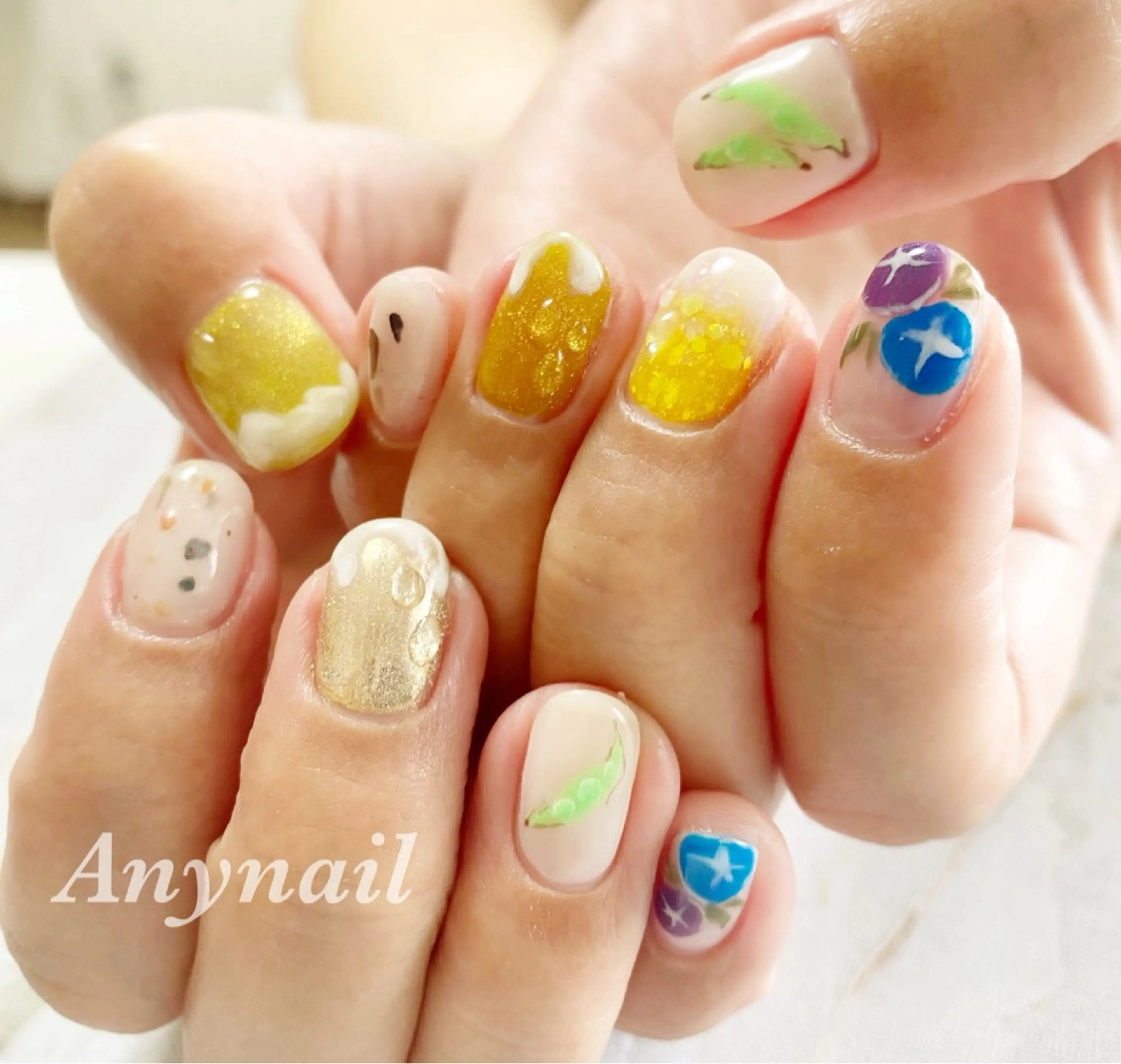 ネイル アートネイル ブルー マグネットネイル ミラーネイル 夏ネイル 岩澤 恵子のネイルデザイン