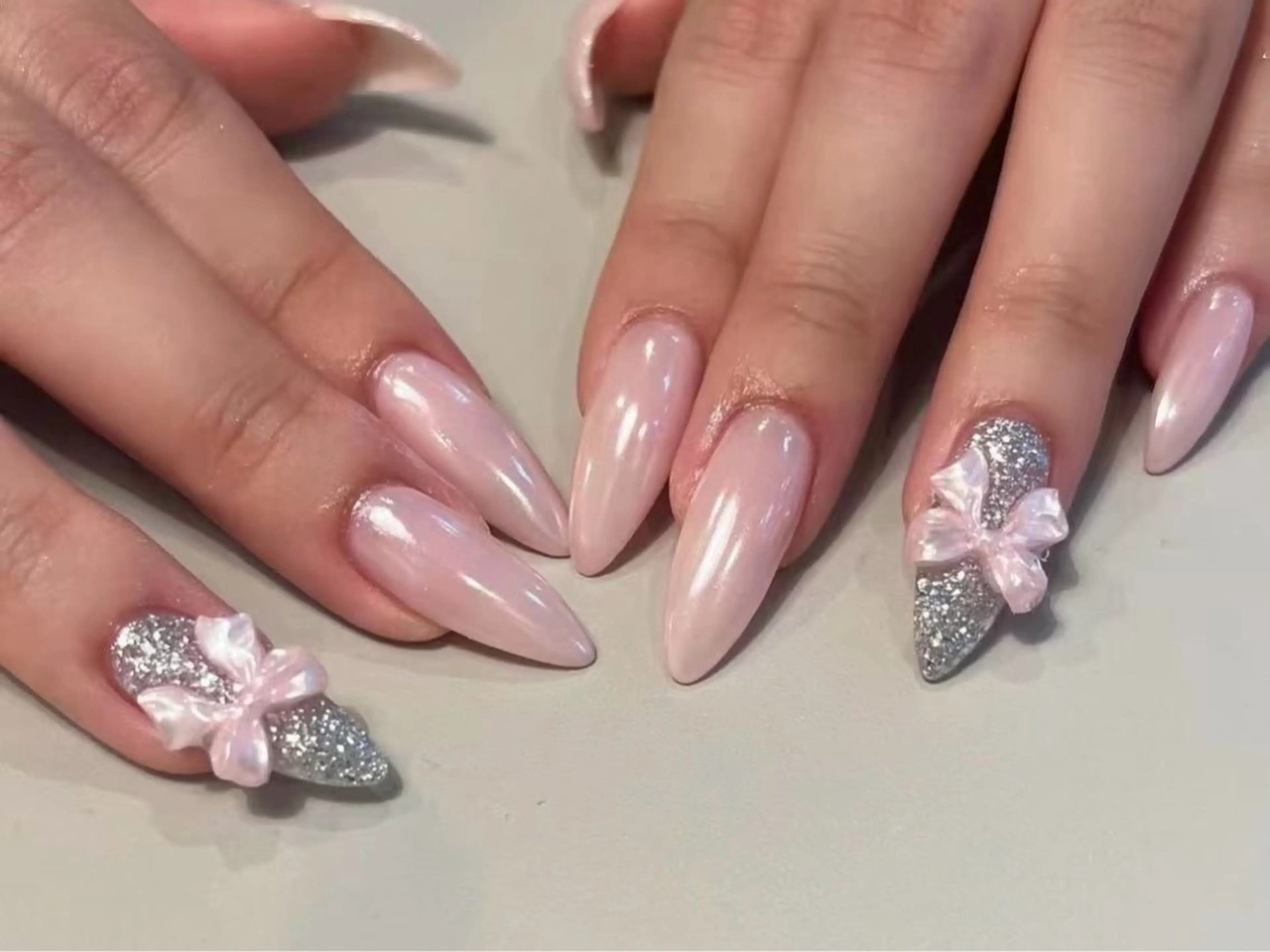 ネイル オーロラネイル チークネイル 長さ出し フットネイル フレンチネイル ハンドネイル J&C Nail Salon吉祥寺所属・YU KIのネイルデザイン