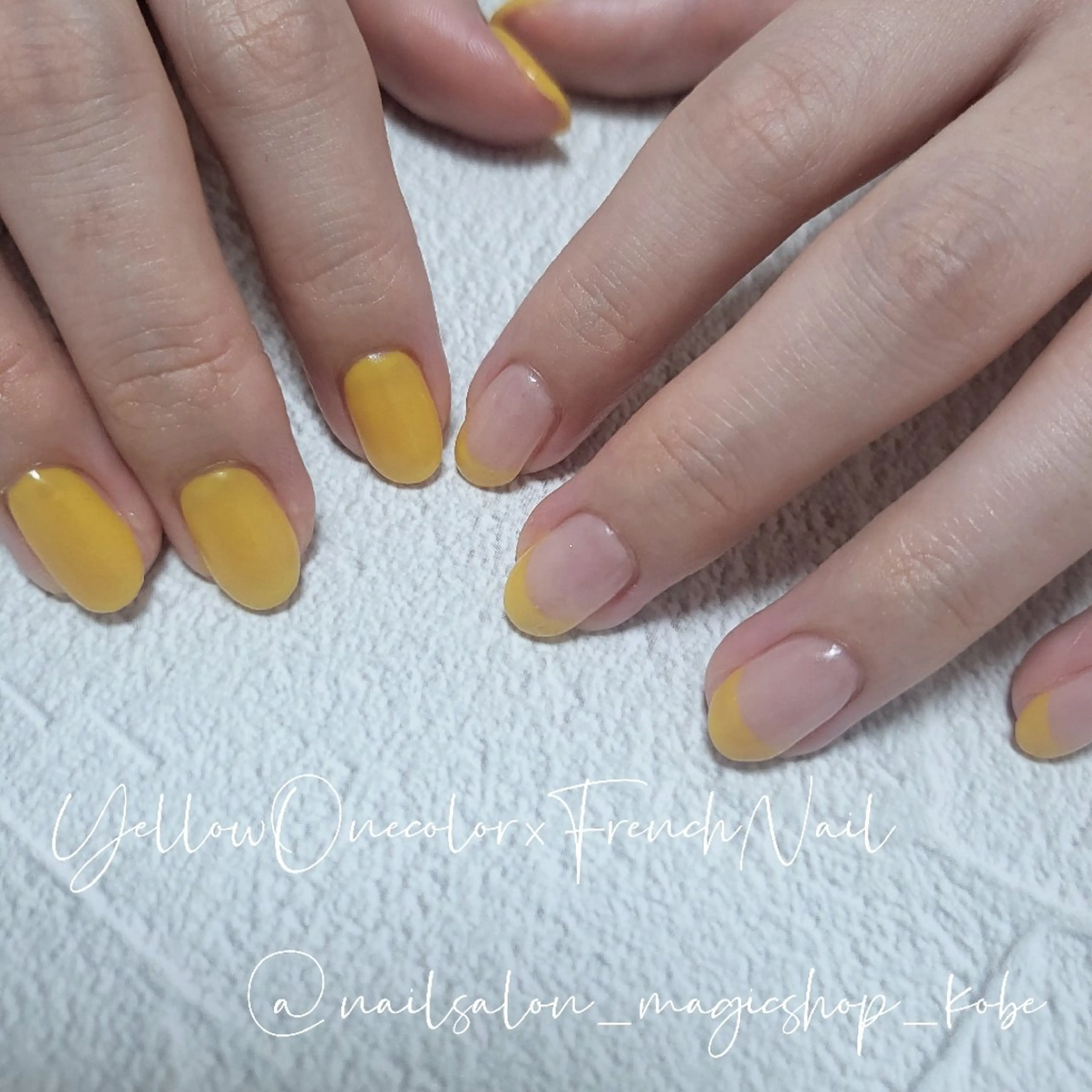 ネイル フレンチネイル ジェルネイル ワンカラーネイル ソフトジェル 黄色 Nailsalon MagicShopのネイルデザイン