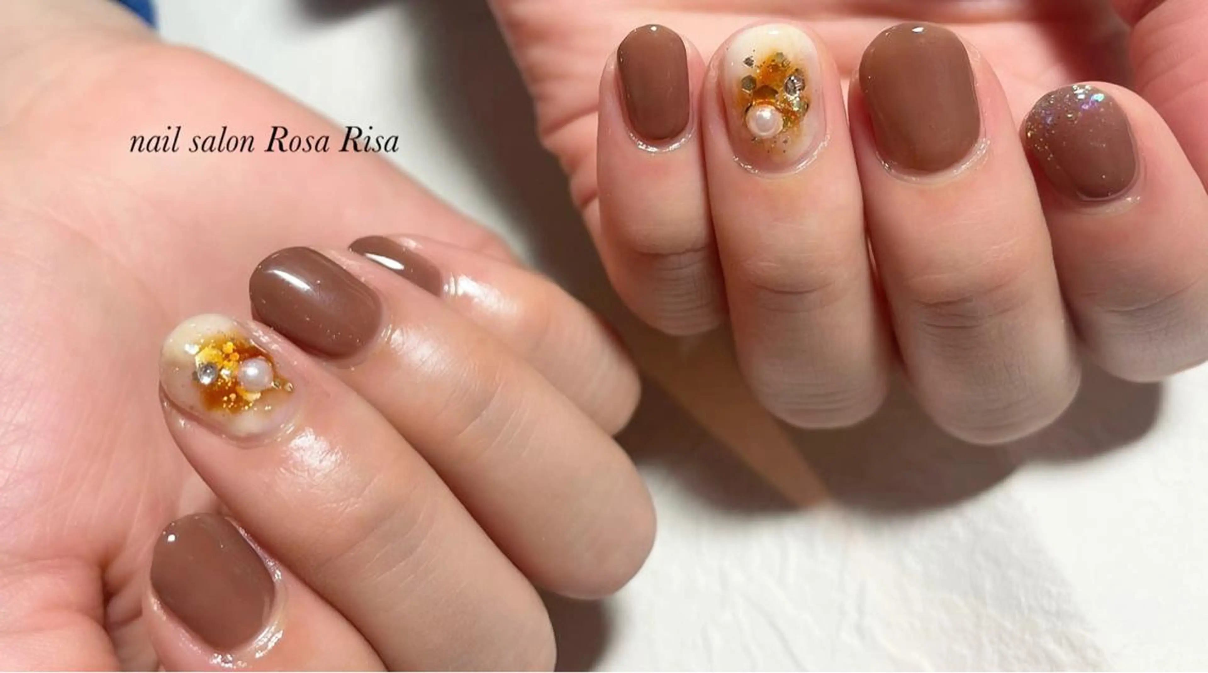 ショート ネイル ブラウン ネイルスタジオ シェイクユアハンズのネイルデザイン