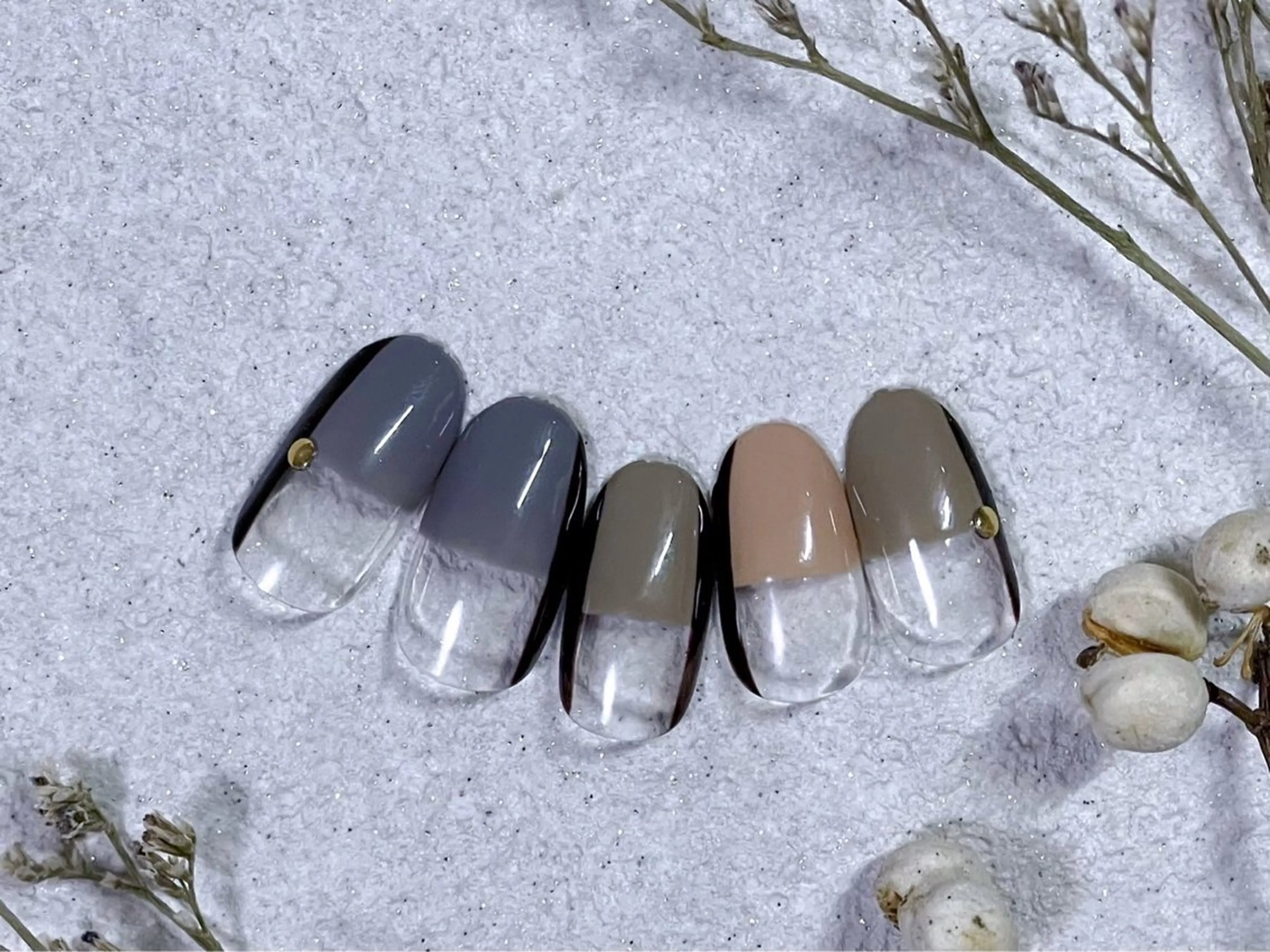 ネイル オーロラネイル フットネイル フレンチネイル ジェルネイル 韓国ネイル ハンドネイル kiki nail 二子玉川のネイルデザイン