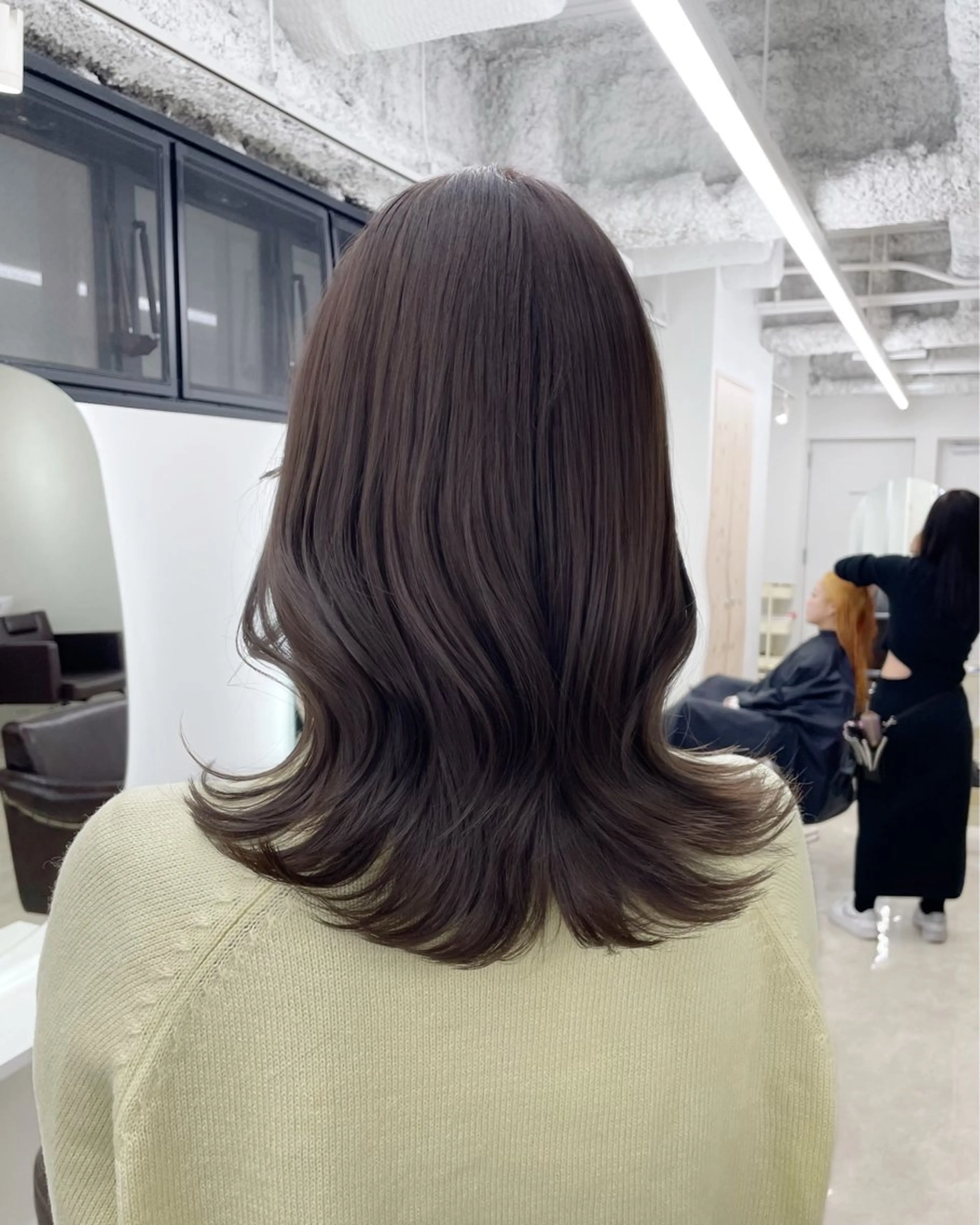 セミロング カラー カット ヘアカラー トリートメント ヘアセット 新宿/韓国ヘア/ 髪質改善ストレートのヘアスタイル