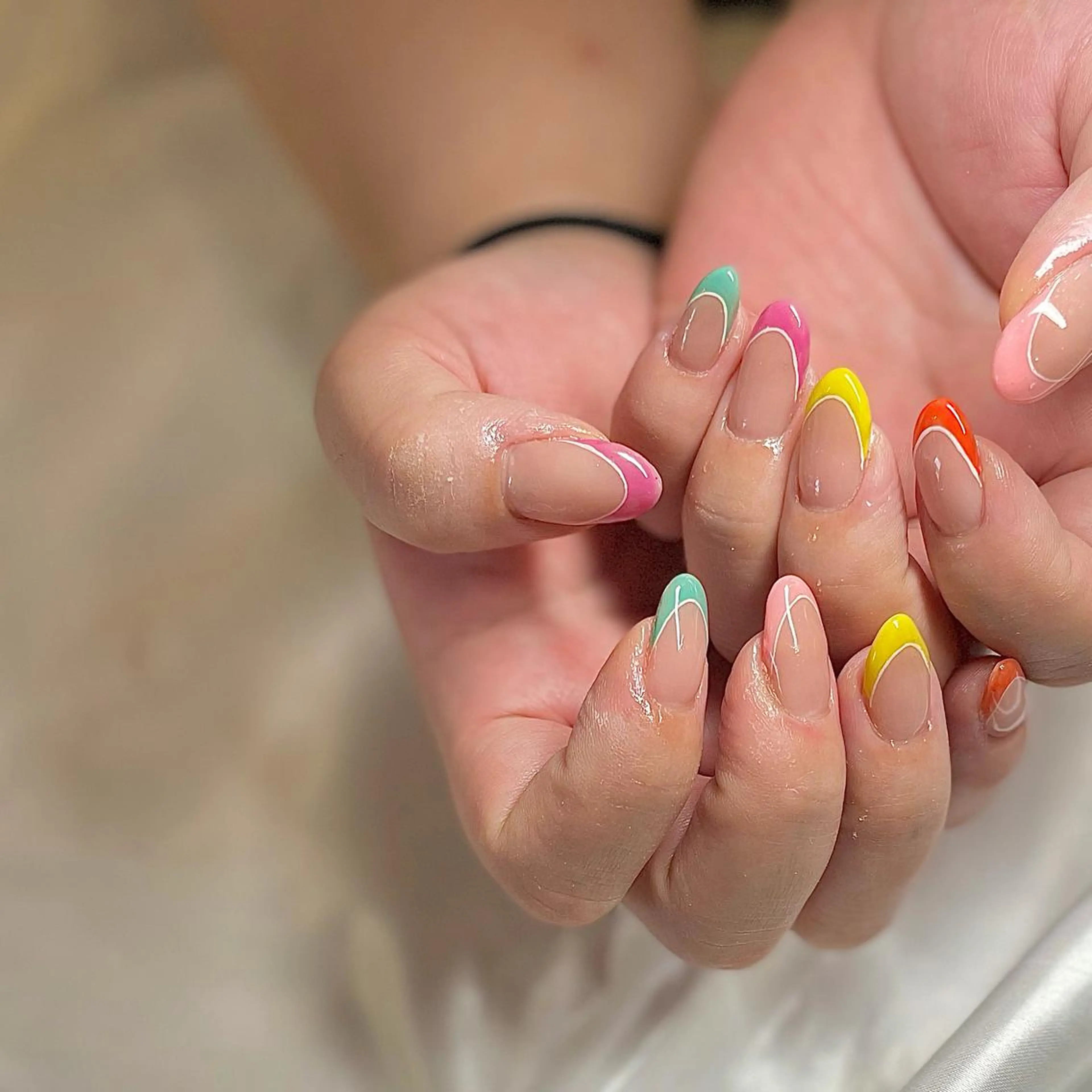 セミロング カラー パーマ ヘアアレンジ メンズ キッズ ネイル マツエク・マツパ フレンチネイル nail&eye Aoのマツエク・マツパデザイン