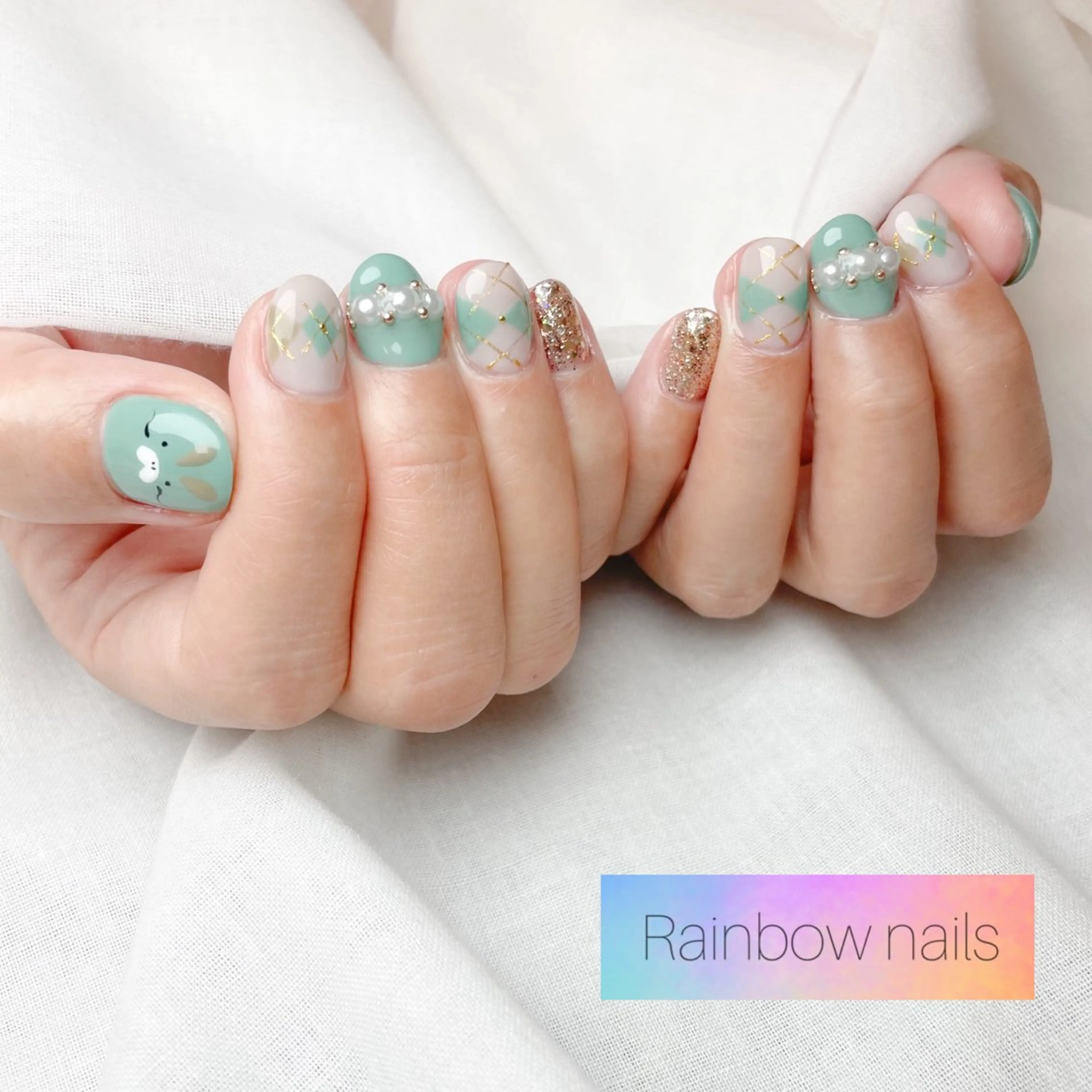 ネイル Rainbow nailsくろちゃんのネイルデザイン