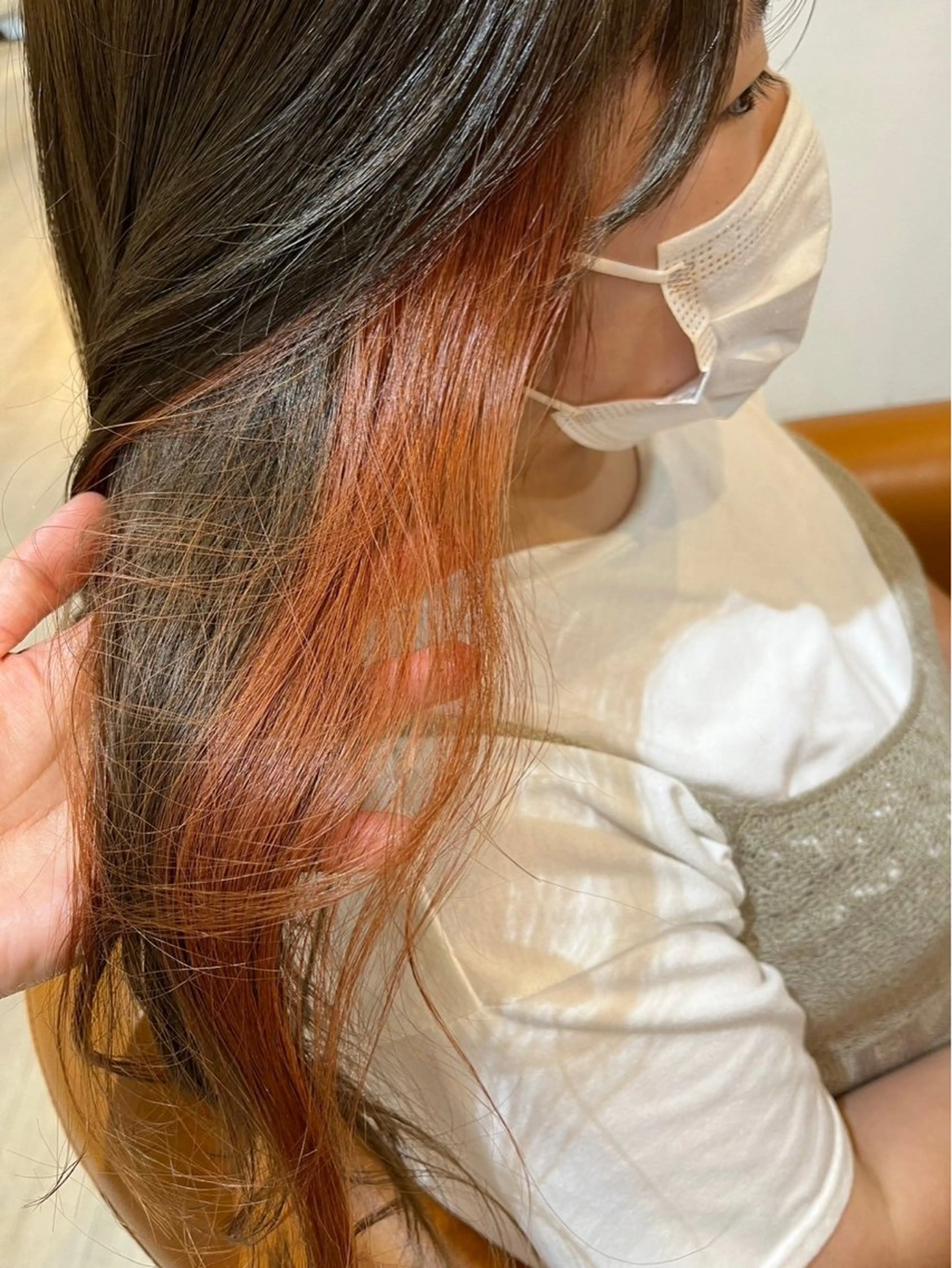 ロング カラー オレンジ ヘアカラー 縮毛矯正とレイヤー /杉村凜汰郎のヘアスタイル