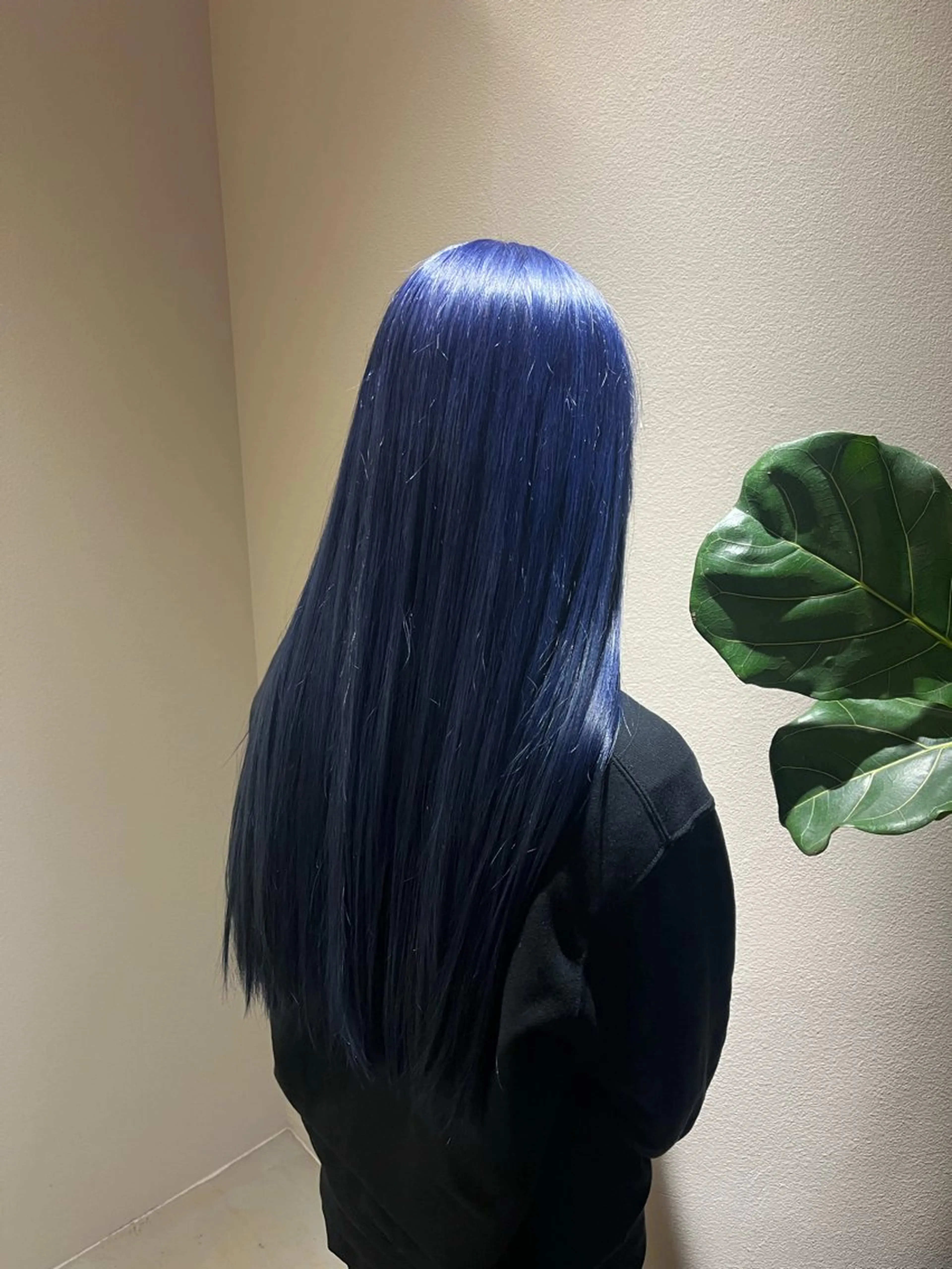 ロング カラー デザインカラー ダブルカラー ネイビーカラー 髪質改善 縮毛矯正 ヘアカラー RONND   Weg所属・海瑠万／メンズパーマ ／ブリーチ／フェードのヘアスタイル