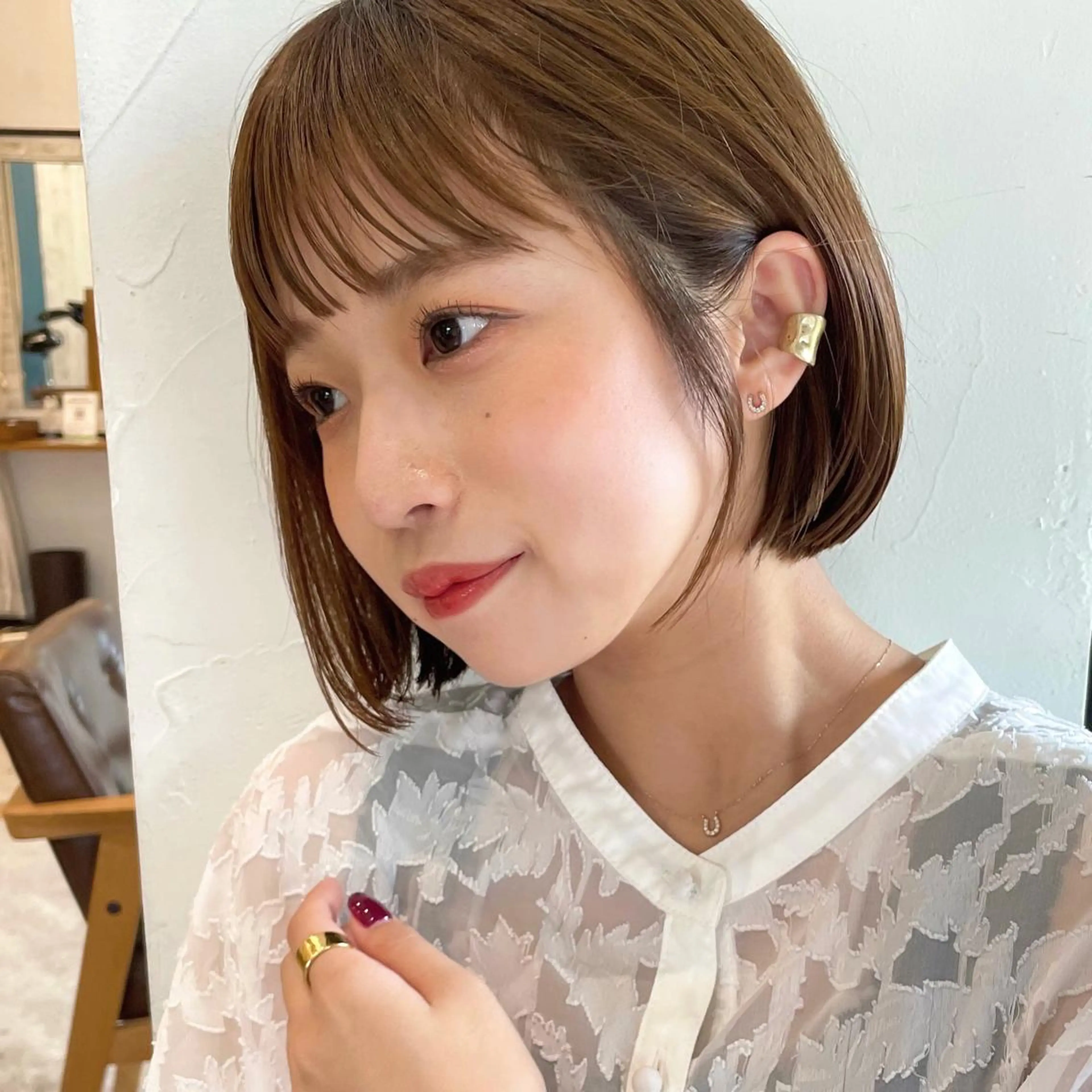 ショート カラー ヘアアレンジ ベージュカラー ボブ カット ヘアカラー OAK 学芸大学所属・秋葉萌　透明感カラー /レイヤー/ボブ♡のヘアスタイル