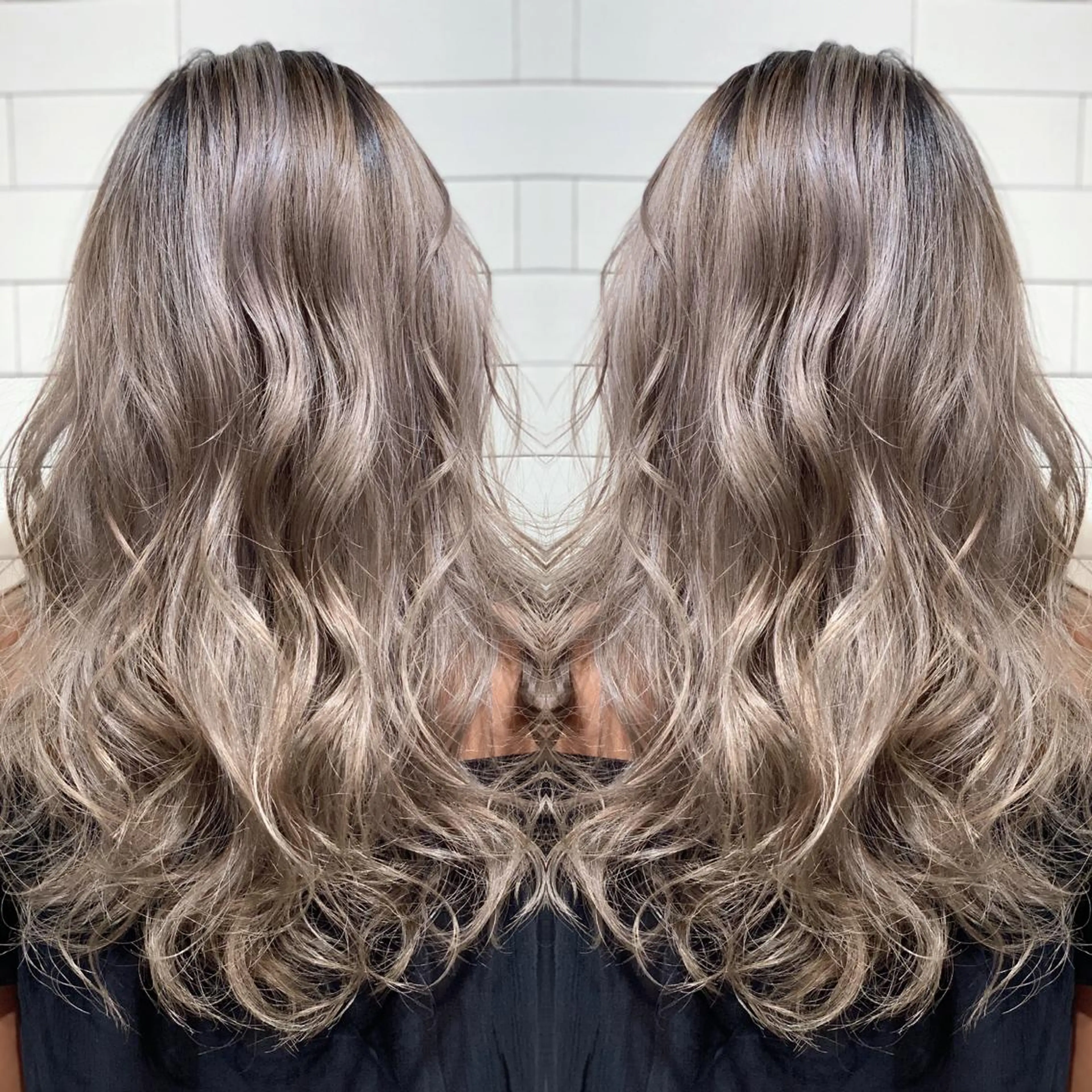 セミロング カラー ヘアアレンジ ヘアカラー 髪質改善×ハイトーン 中田啄也のヘアスタイル