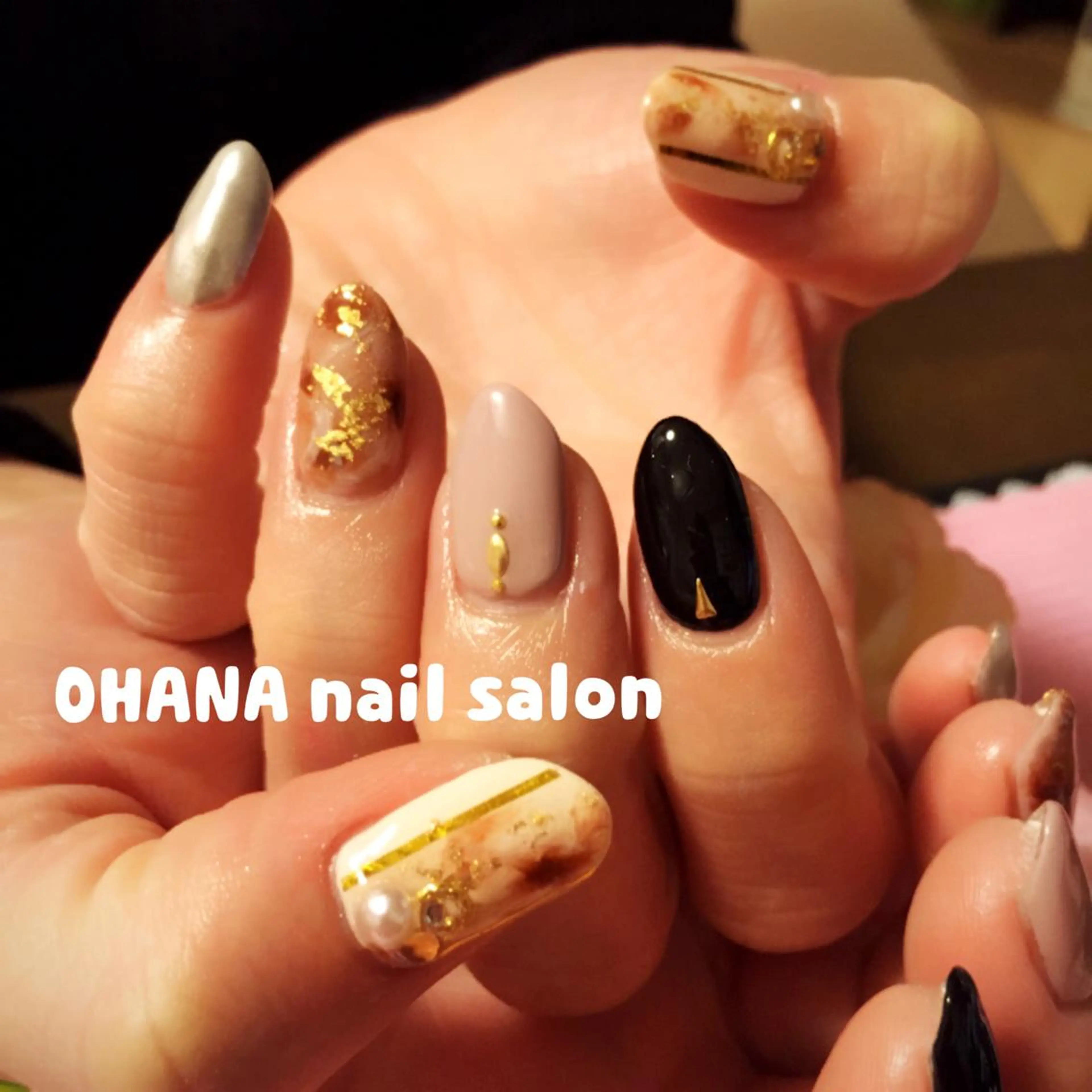 ネイル 大理石ネイル(マーブル) ミラーネイル 那覇🏝️台湾人 ネイリストSHIUのネイルデザイン