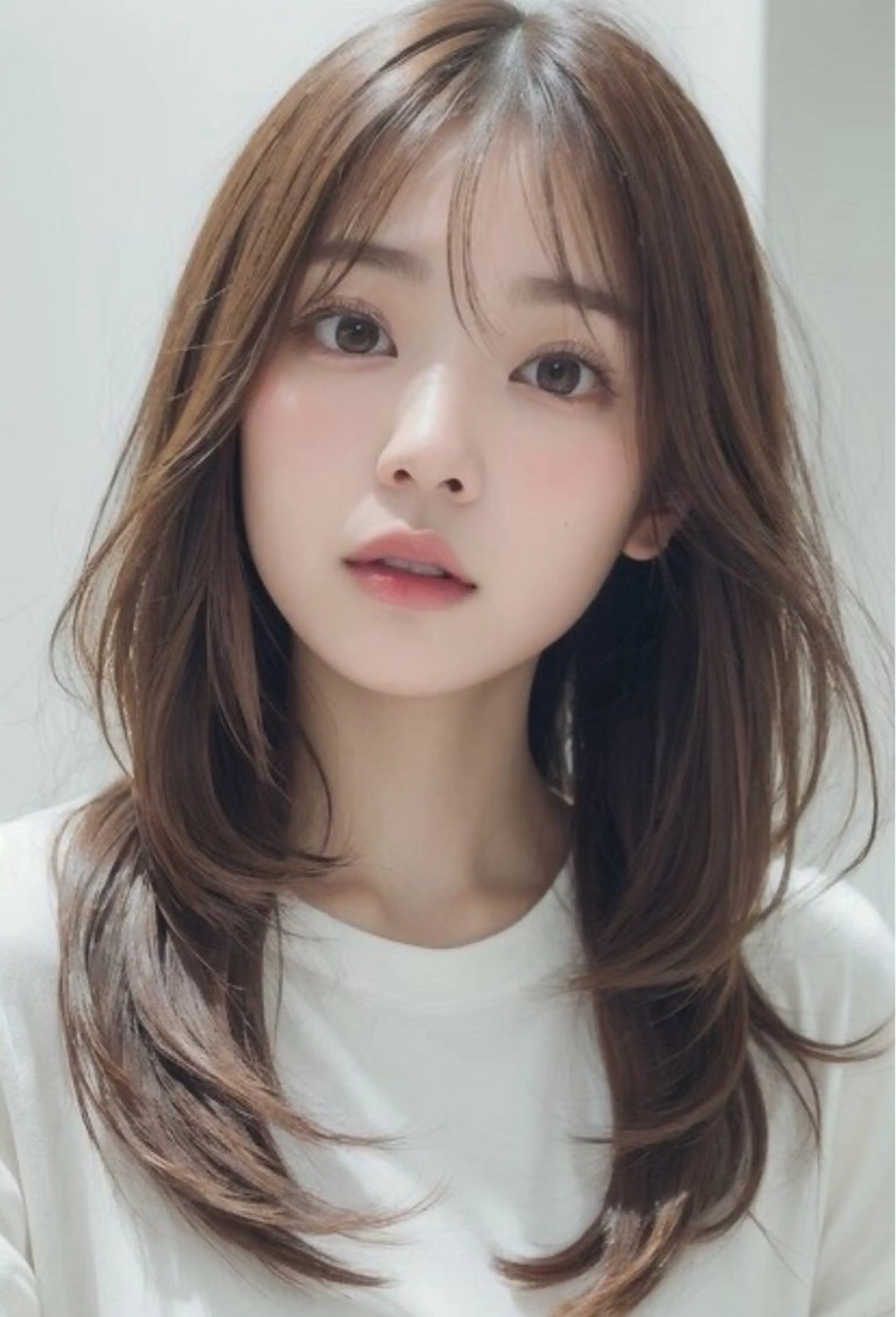 ミディアム 韓国風ヘア レイヤーカット カット ヘアカラー トリートメント 🩵髪質改善🩵 韓国ヘア🩵花澤みりのヘアスタイル