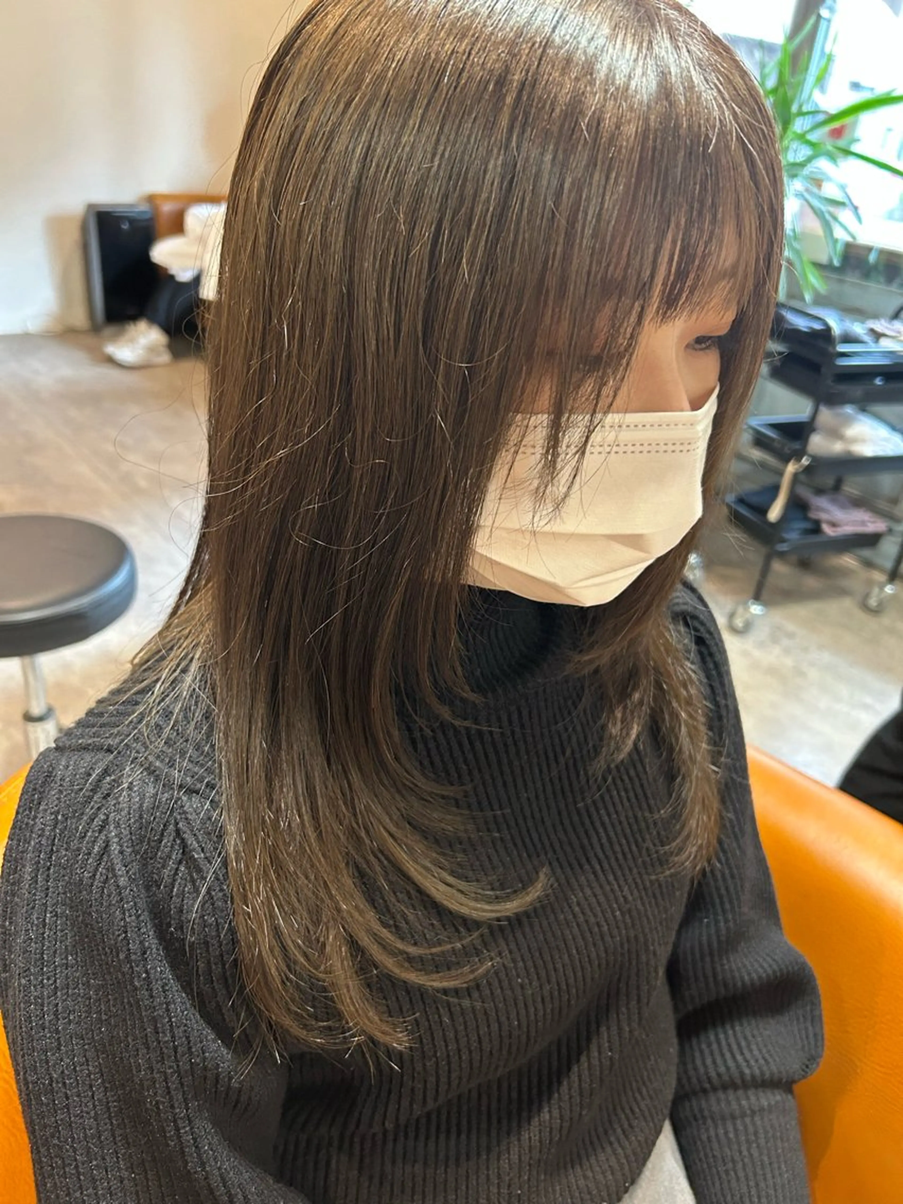 セミロング カラー 顔周りカット レイヤーカット カット ヘアカラー トリートメント ボブ/暖色/透明 感カラー/Sachiのヘアスタイル