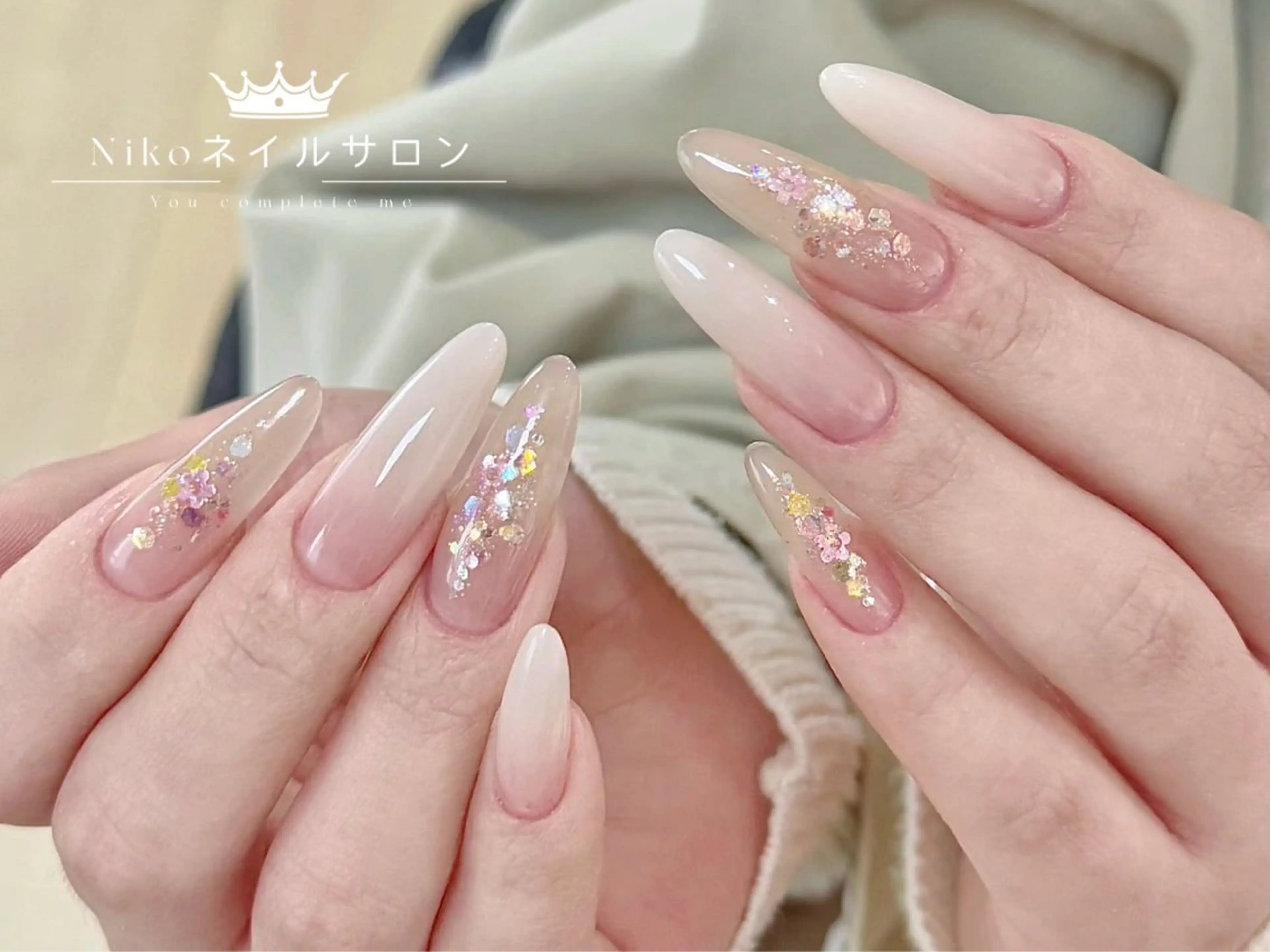 ネイル チークネイル フットネイル フレンチネイル ジェルネイル ガラスフレンチ Nikosalon rikoのネイルデザイン