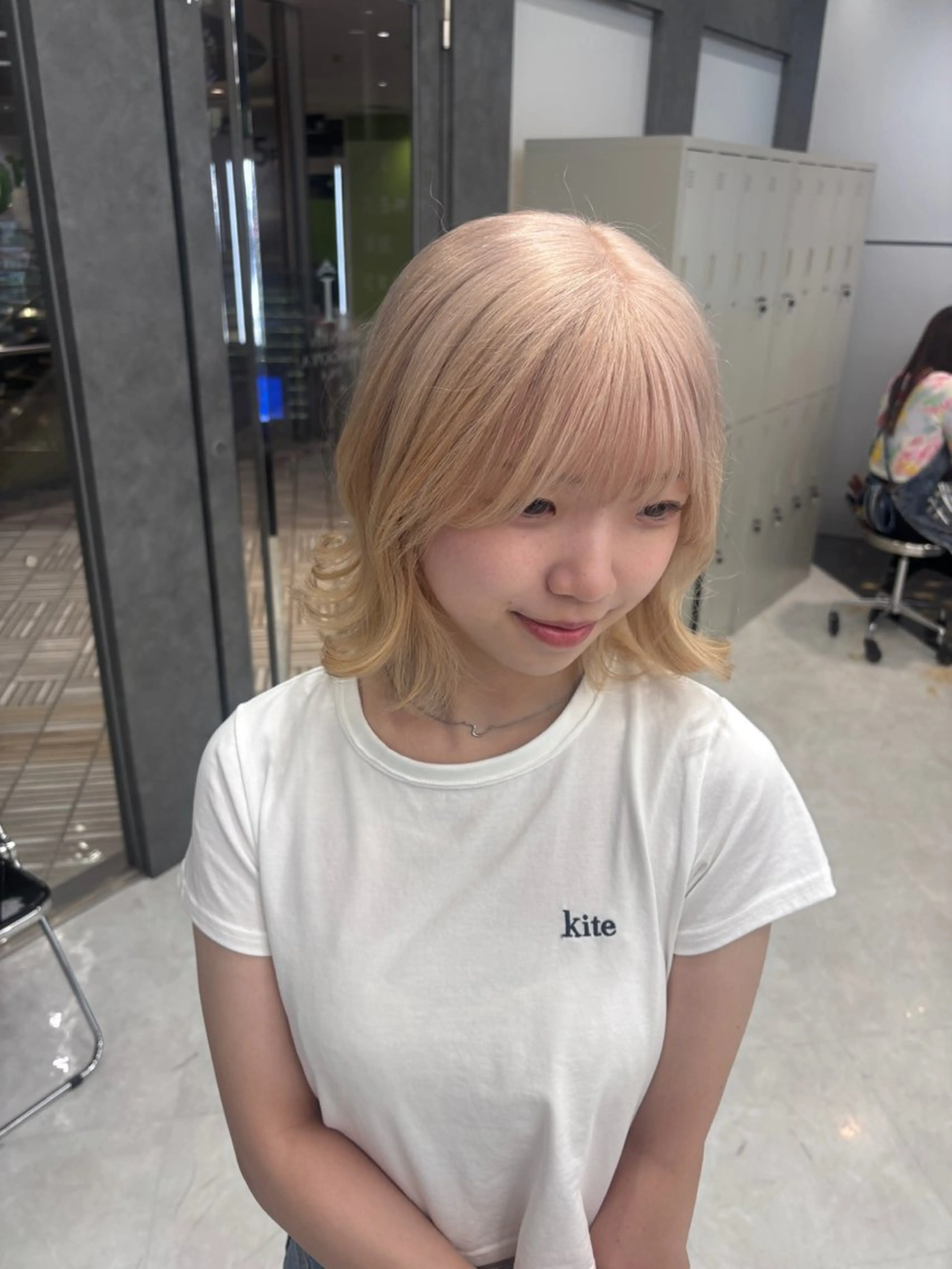 ミディアム カラー ヘアアレンジ ミルクティー/ピンク カラー/ みう🎀のヘアスタイル