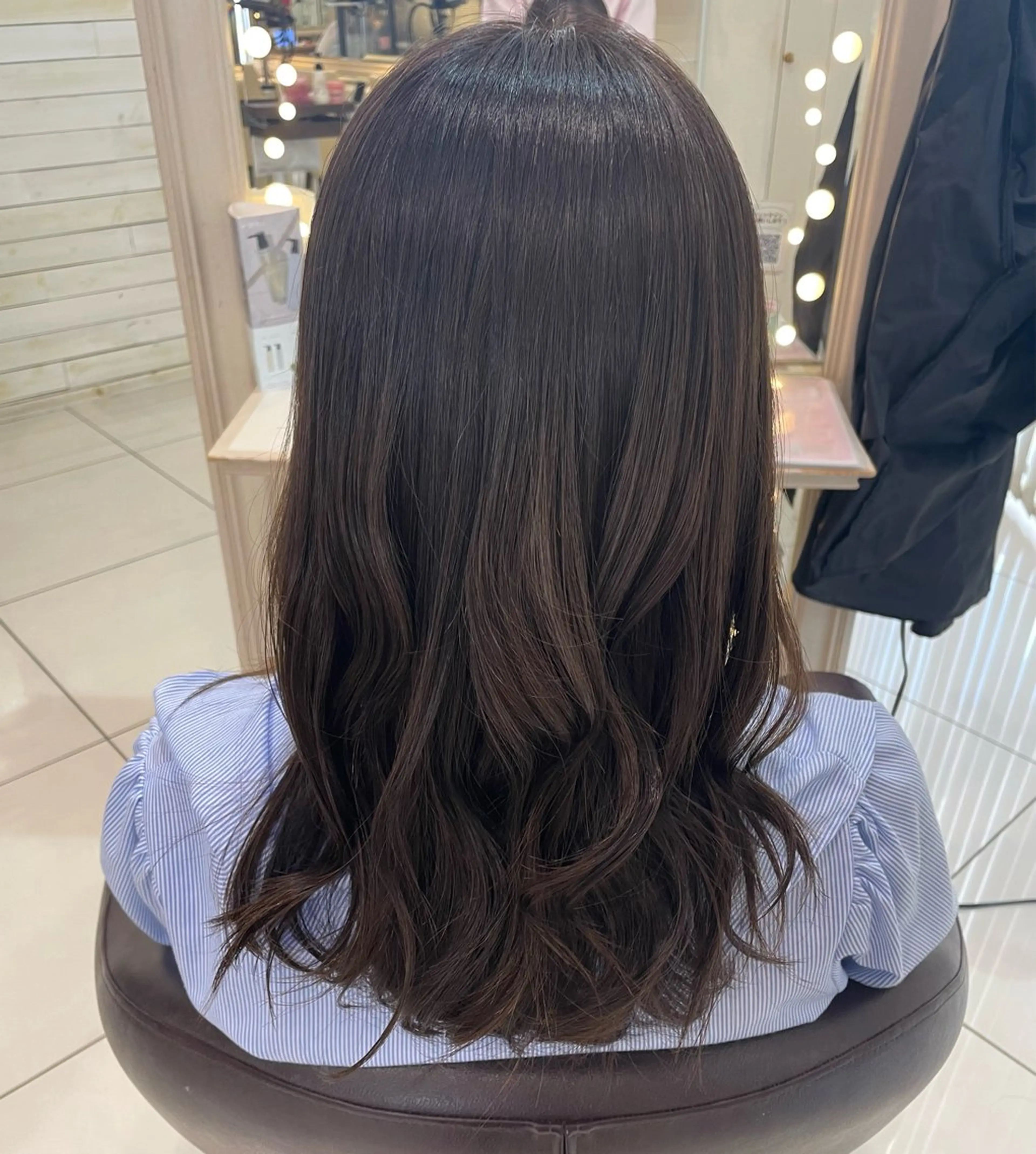 セミロング ヘアカラー ちぐさ/暖色/ ワンカラー🤍のヘアスタイル