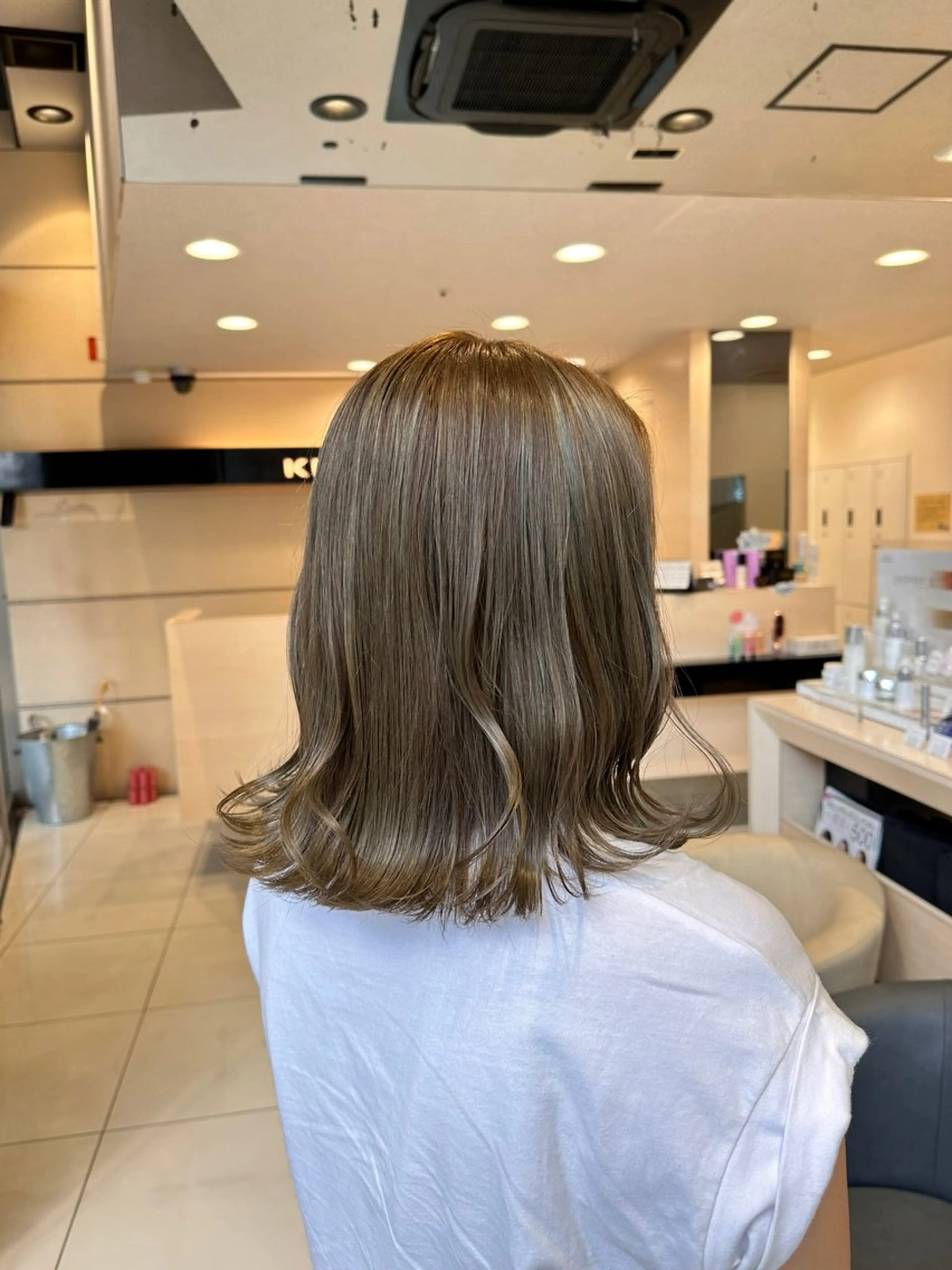 ミディアム カラー ヘアカラー クロスパーマ/うる艶 カラー/Kurumiのヘアスタイル