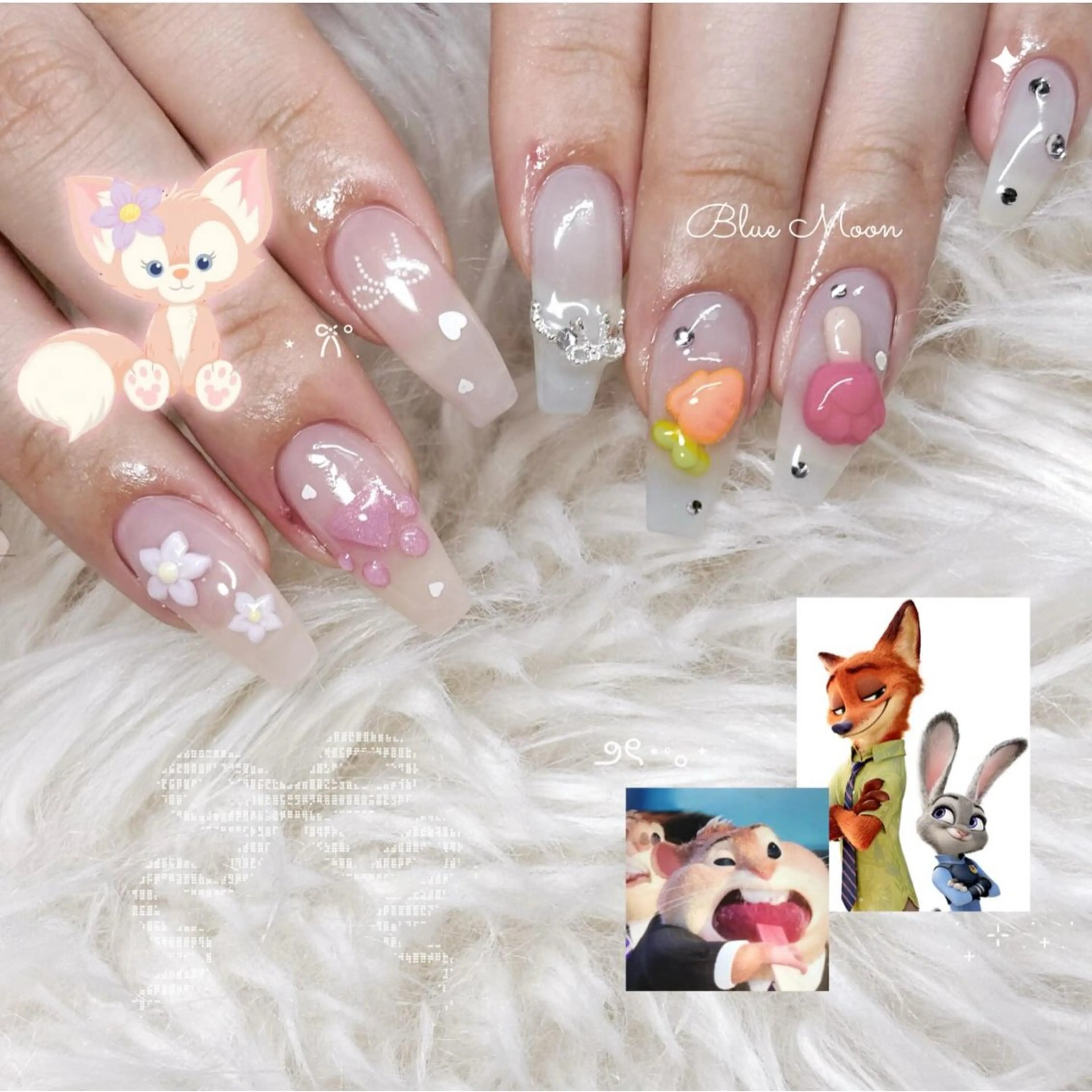 ネイル リボン ストーンネイル ハンドネイル フットネイル ハンドケア nail salon Blue Moonのネイルデザイン