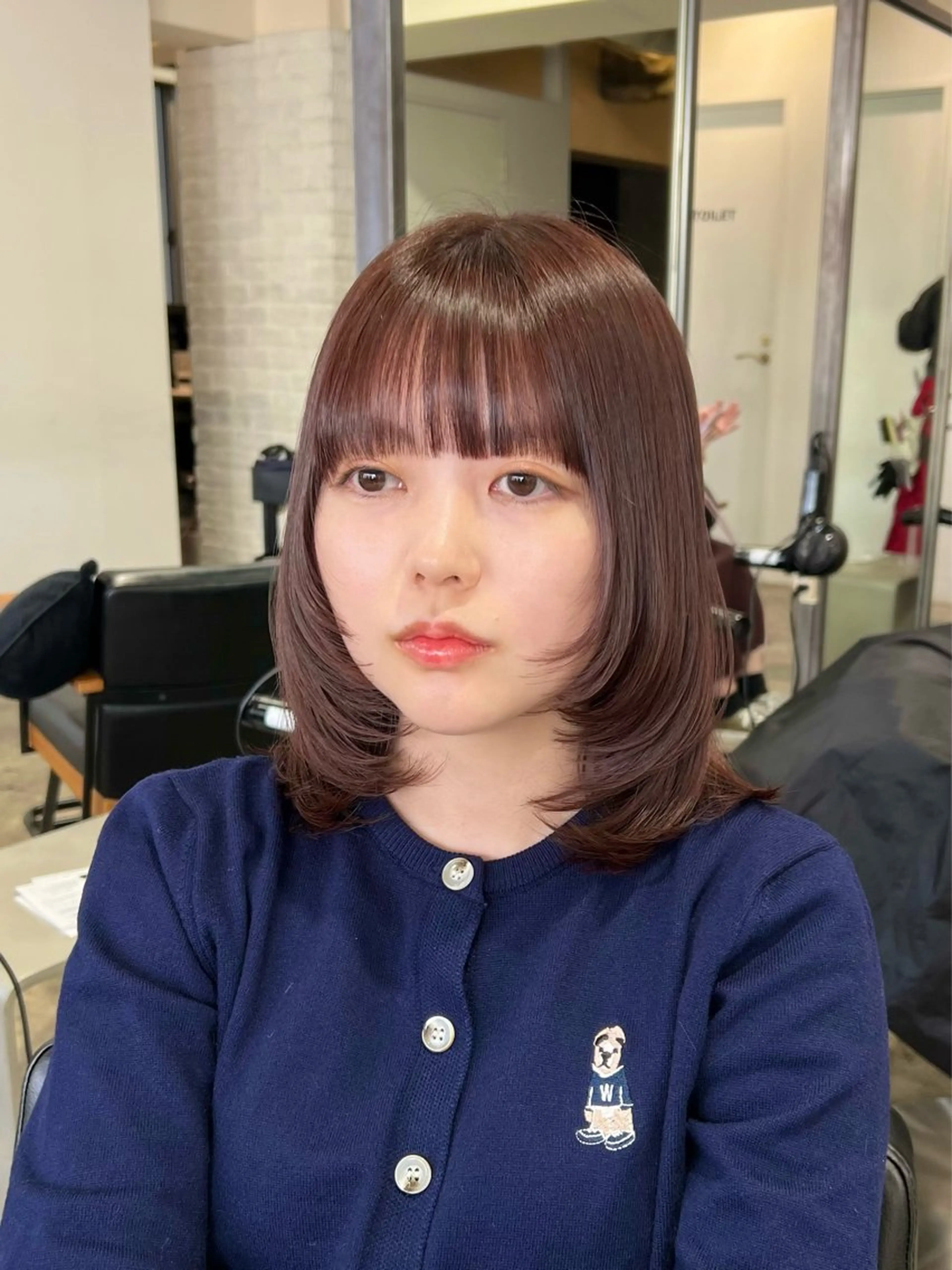 ミディアム カラー ボブレイヤー ボブ レイヤーカット カット ヘアカラー 【韓国風くびれヘア】 joule小木曽輝のヘアスタイル