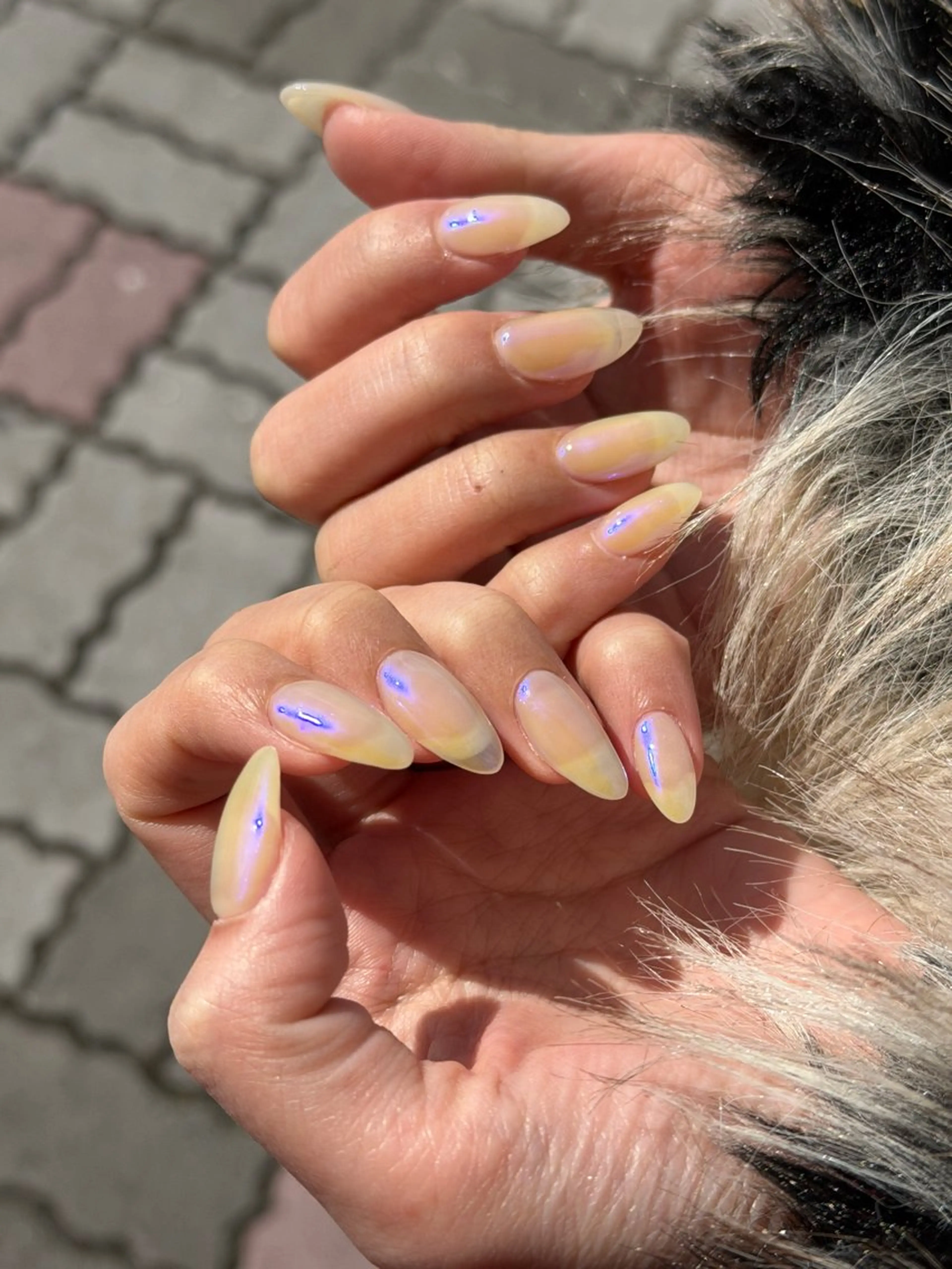 ネイル オーロラネイル 氷ネイル・うるうるネイル ワンカラーネイル ハンドネイル Le Sourire M.Keitoのネイルデザイン