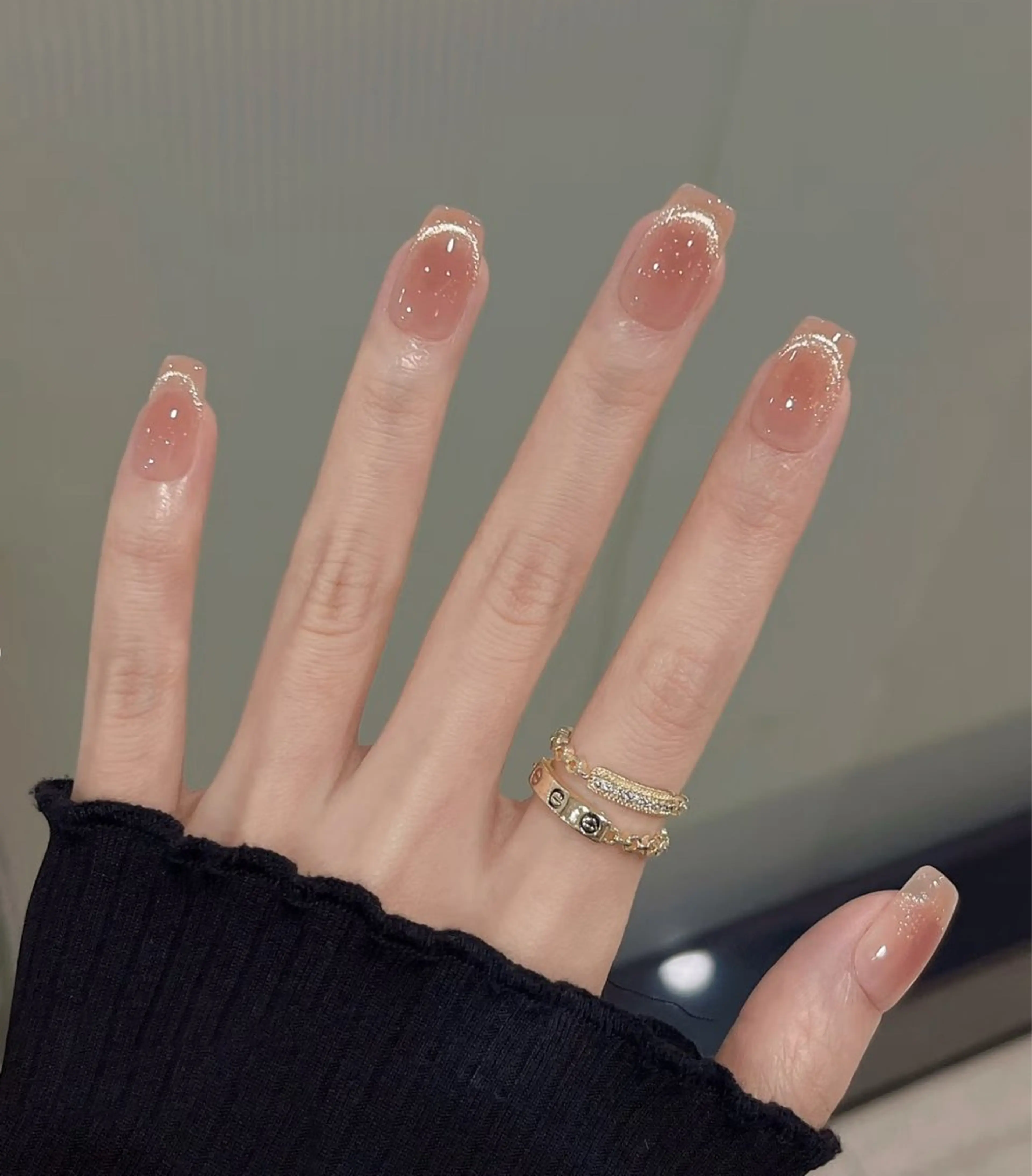 ネイル アートネイル オーロラネイル チークネイル フレンチネイル ガラスフレンチ ハンドネイル 🎀🎀YooLi Nail Salonのネイルデザイン