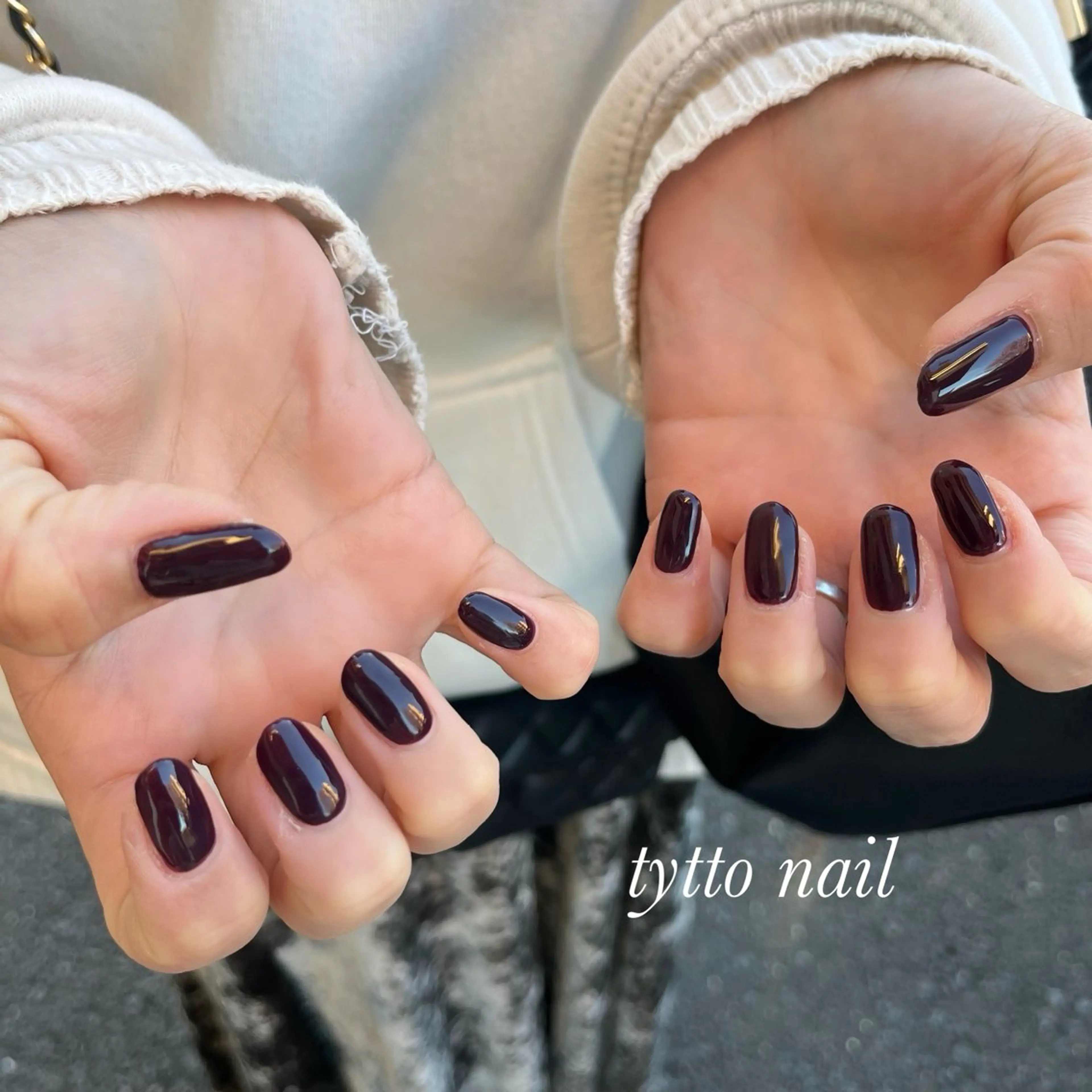 ネイル ボルドー オフィスネイル ワンカラーネイル 冬ネイル ハンドネイル tytto nail ❤︎‪‪eri‪‪のネイルデザイン
