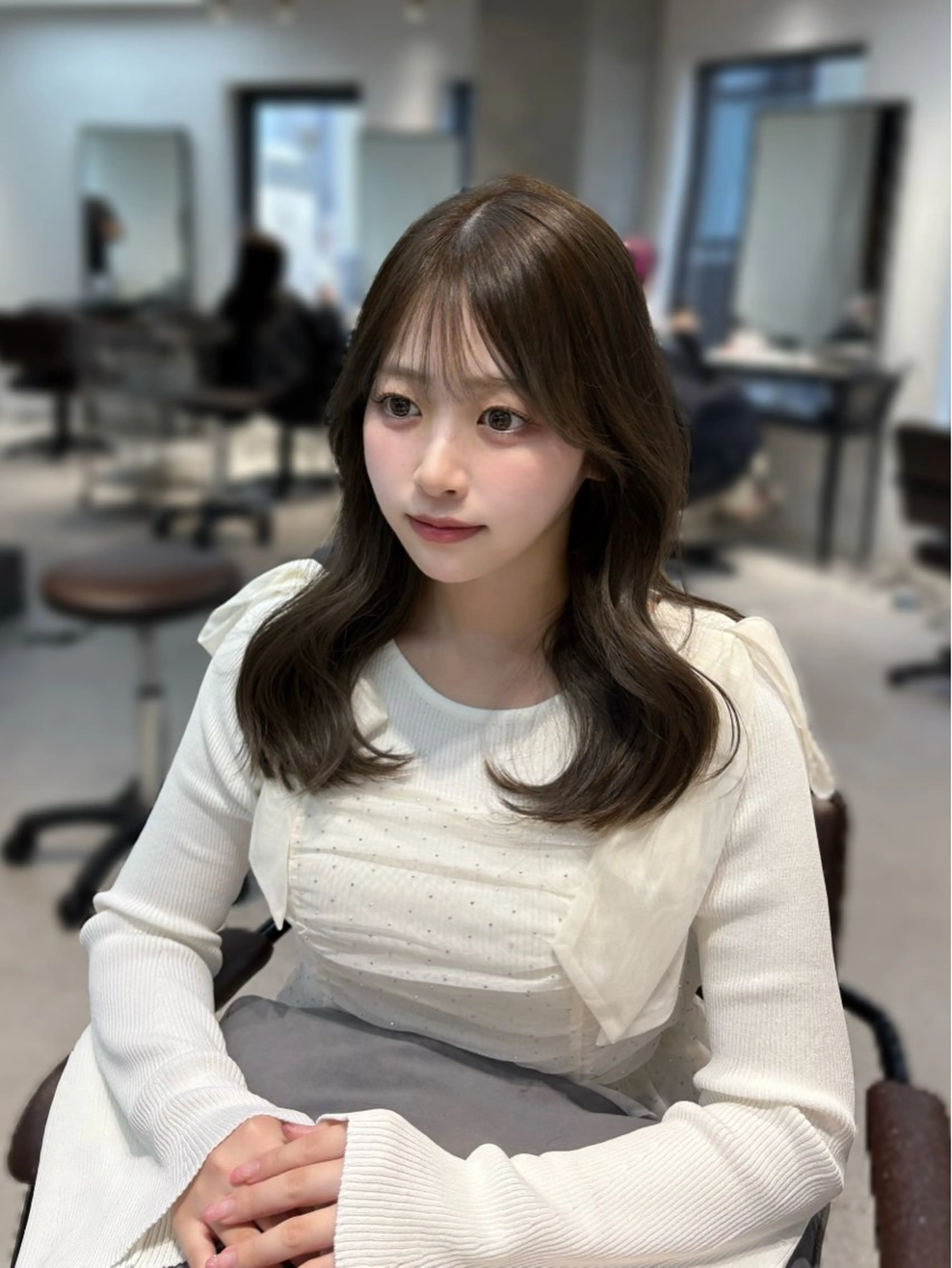 ロング カラー カット ヘアカラー ninaアイドル前髪 ×透明感🎀のヘアスタイル