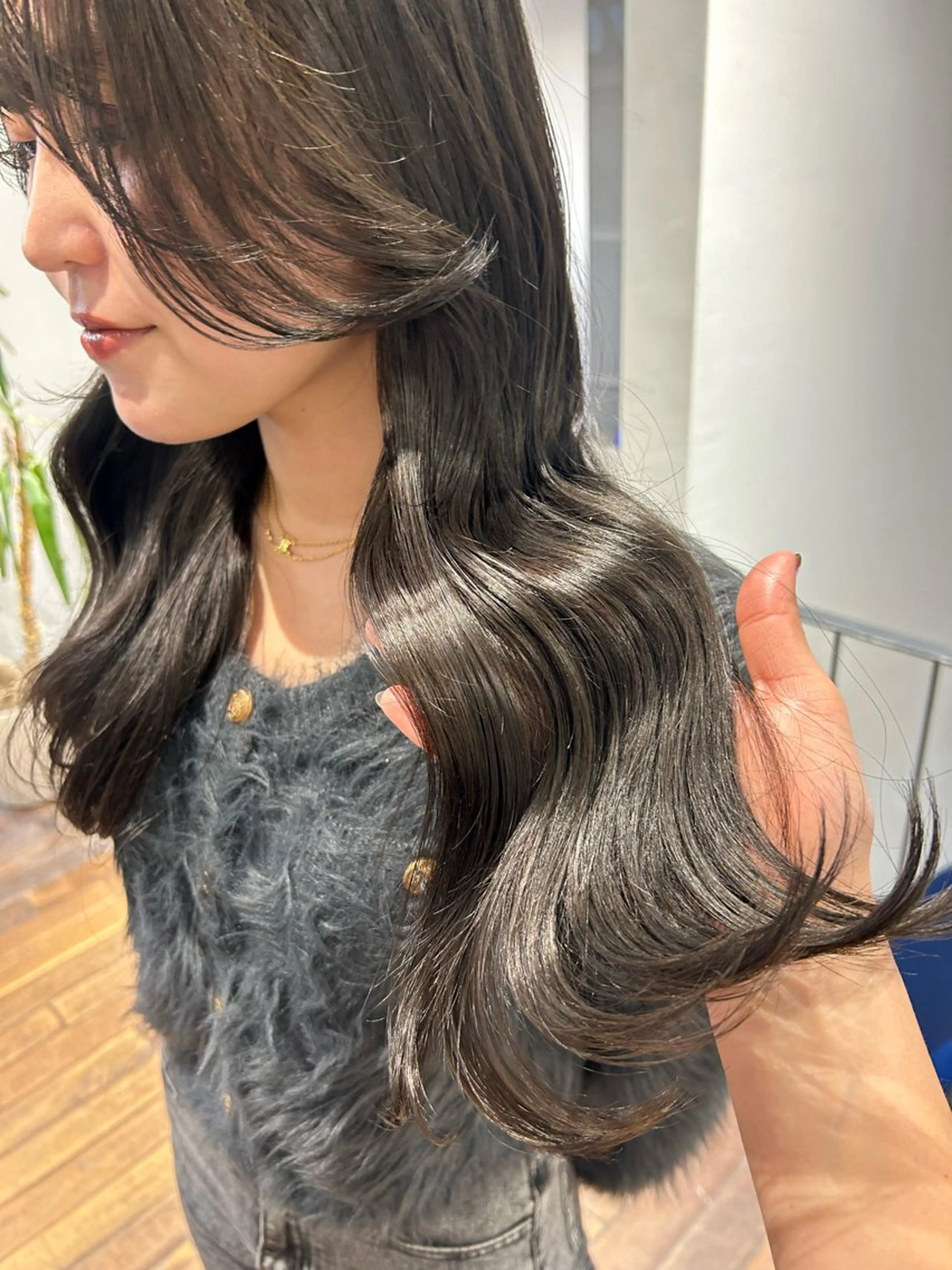 ロング カラー パーマ メンズ カット ヘアカラー レイヤー/透明感/ ブリーチなし/わかなのヘアスタイル