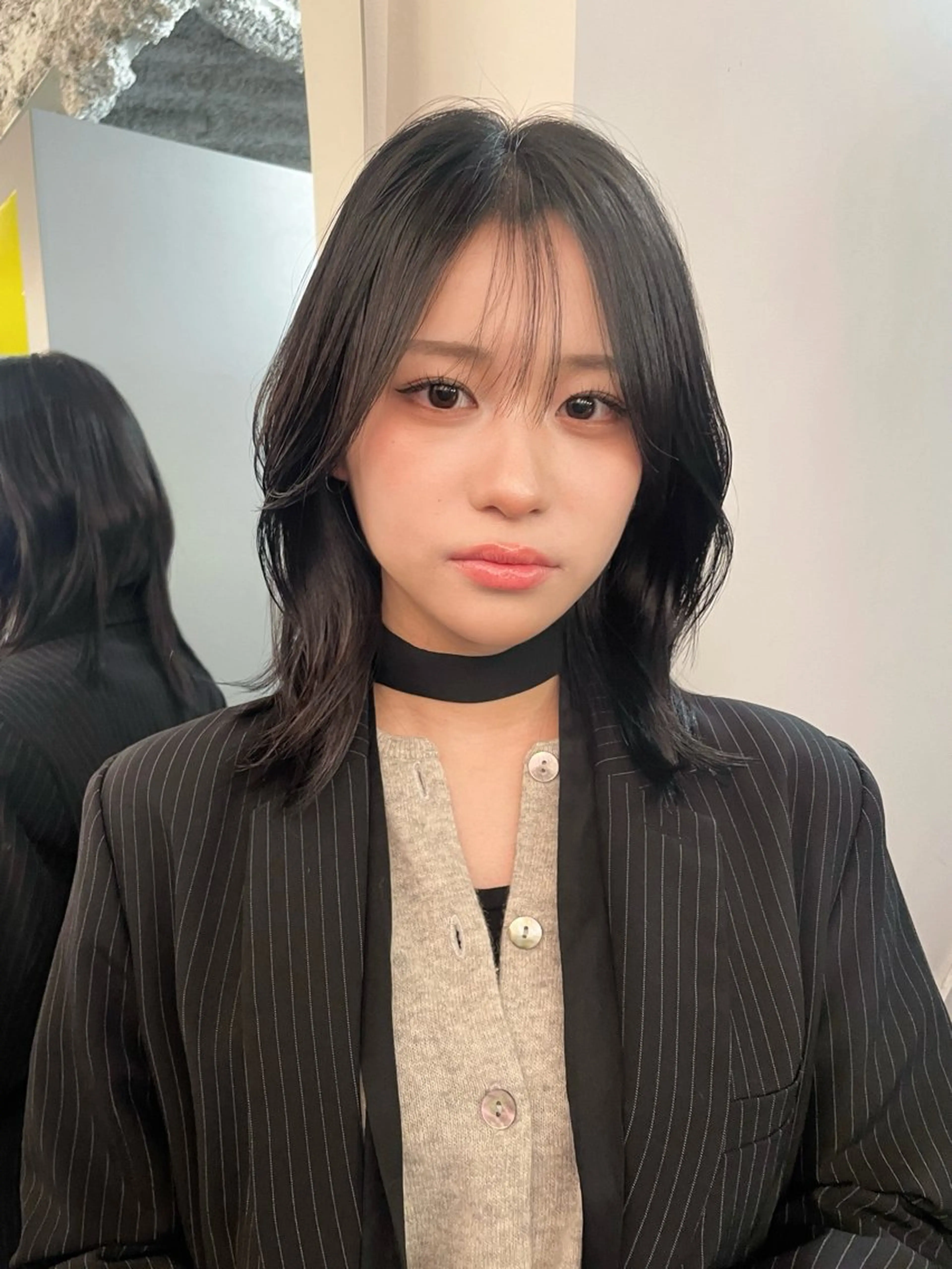 ミディアム カラー ヘアアレンジ ミディアムレイヤー くびれヘア レイヤーカット カット ヘアカラー トリートメント ハッシュカット/ 韓国ヘア☽⋰mahoのヘアスタイル