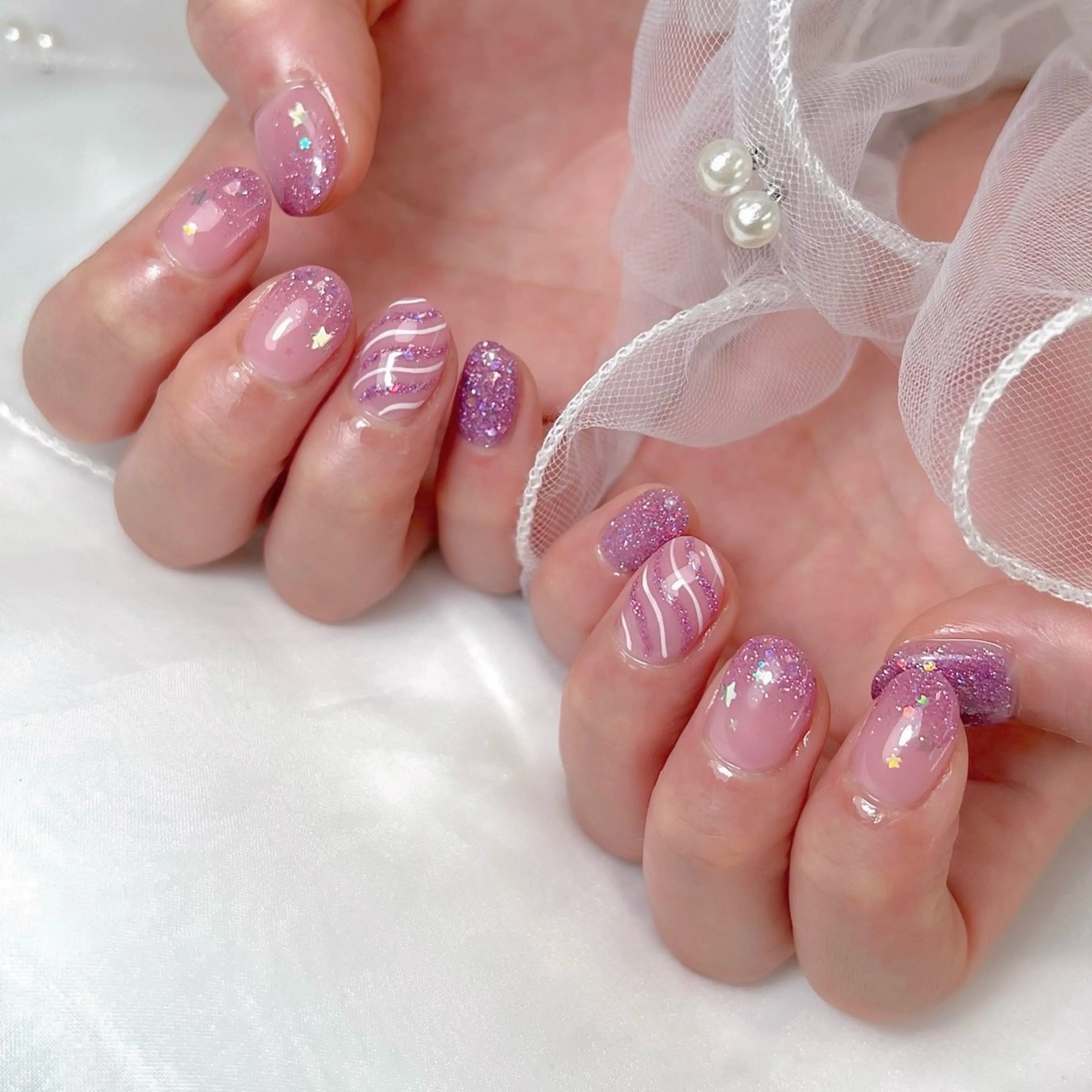 ネイル キラキラネイル 持ち込み ハンドネイル Salon_ a.nailのネイルデザイン